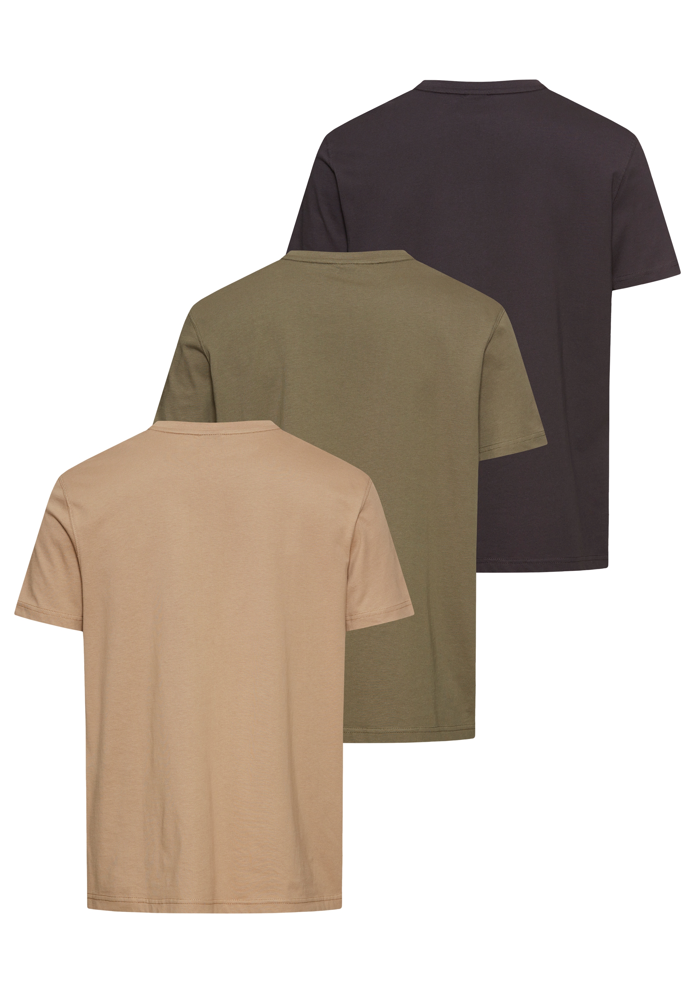 H.I.S T-Shirt, (Packung, 3 tlg., 3er-Pack), schmal geschnitten, bedrucktes Design, aus 100% Baumwolle