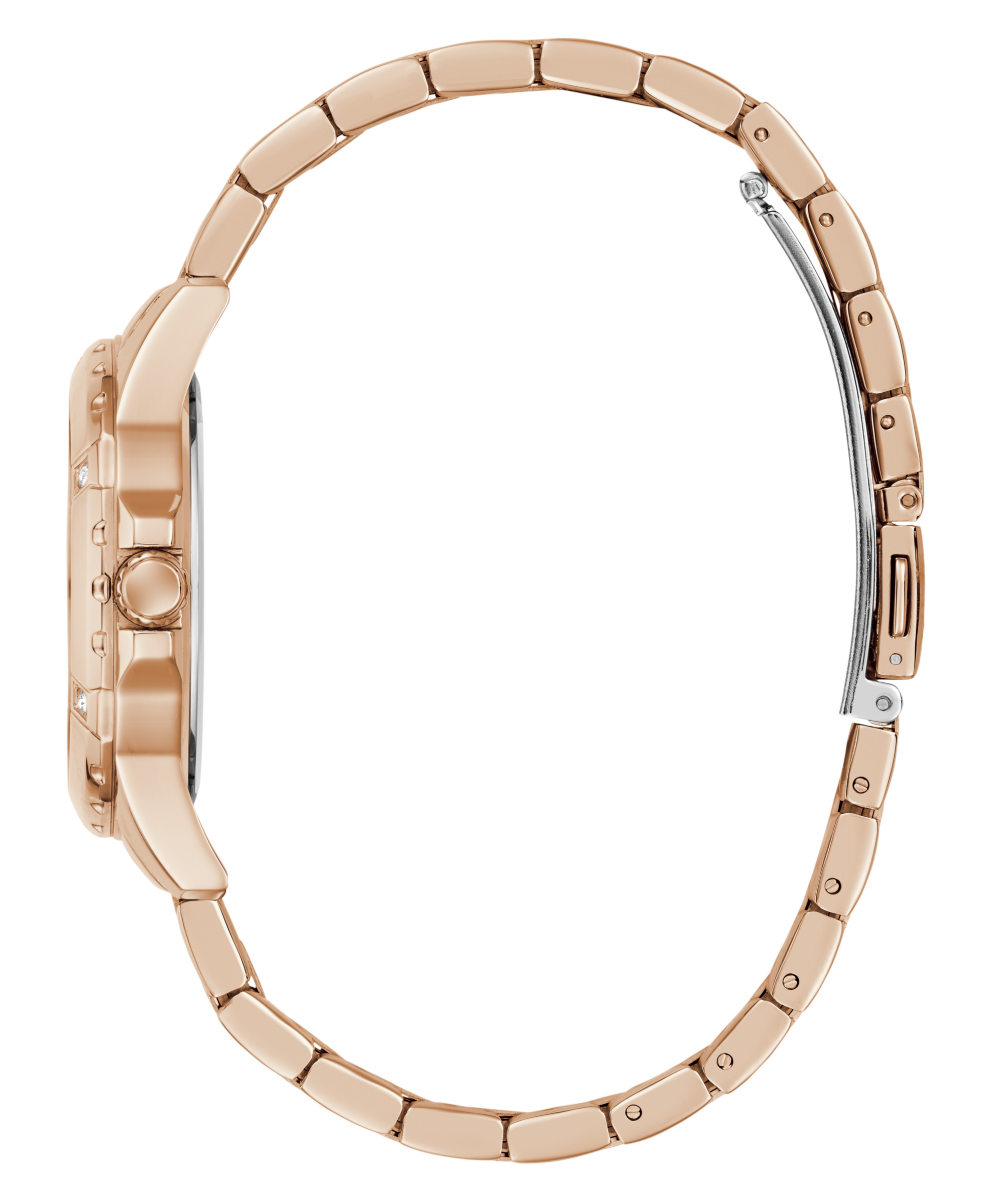 Guess Quarzuhr »MIST« Armbanduhr, Damenuhr, Edelstahlarmband, Kristallsteine