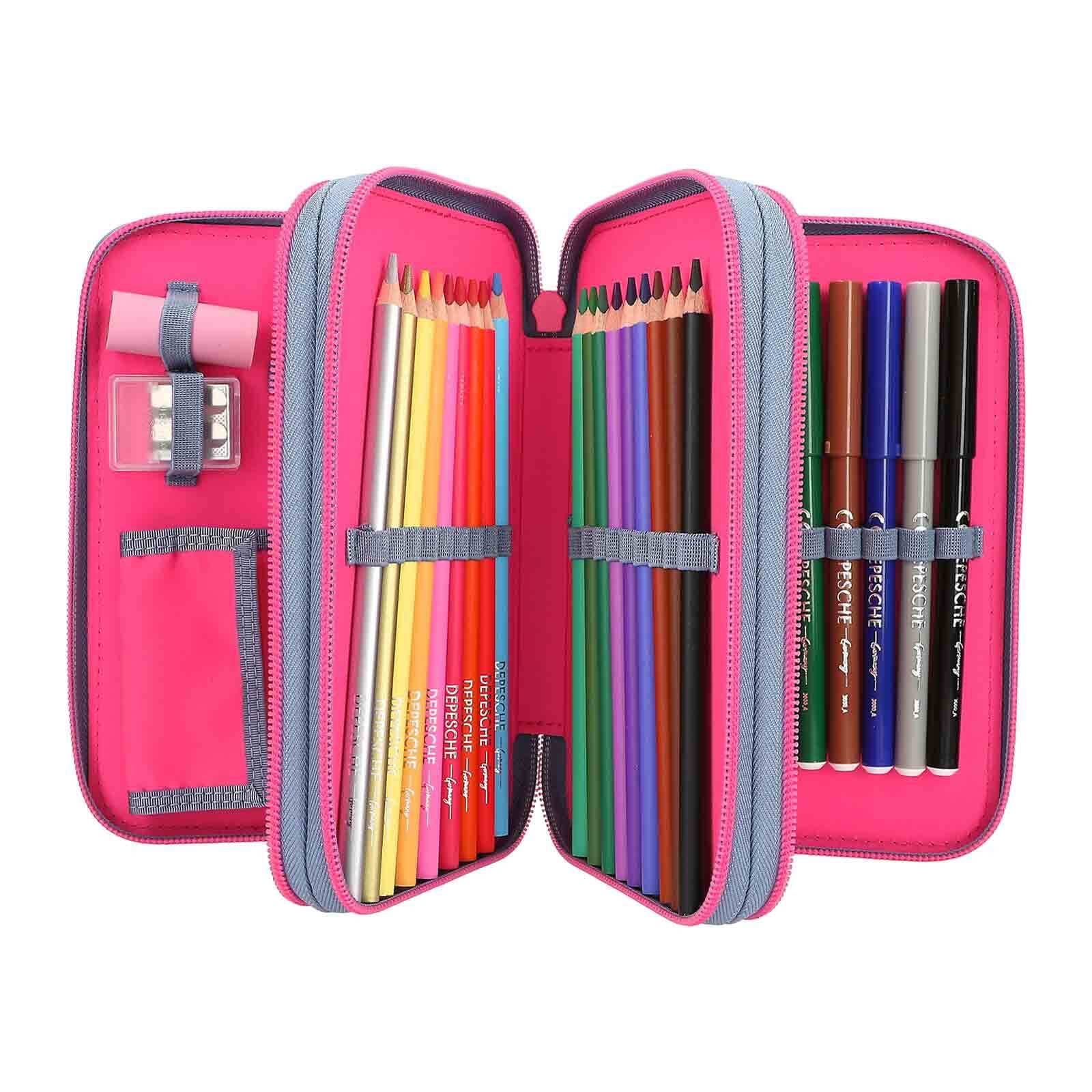 Depesche Buntstift »3-Fach Federtasche mit Silikon-Pins TOPModel 7,5 x 13 x 20 cm blau«