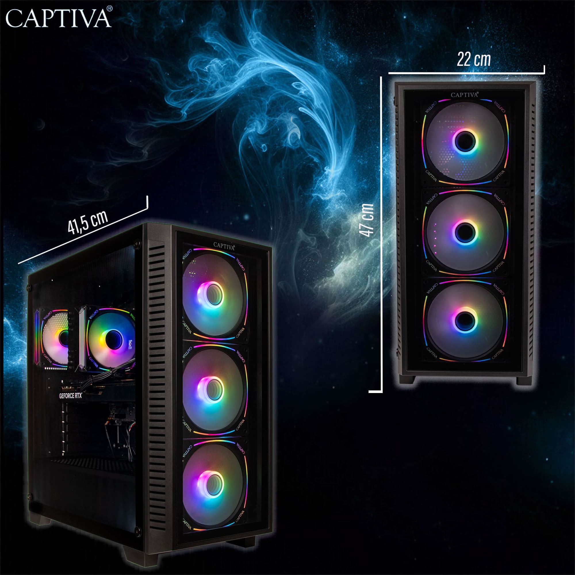 CAPTIVA Gaming-PC-Komplettsystem »Advanced Gaming R94-947 TFT Bundle« 68,6 ″ AMD Ryzen 7 Nvidia 32 GB RAM 2.000 GB SSD