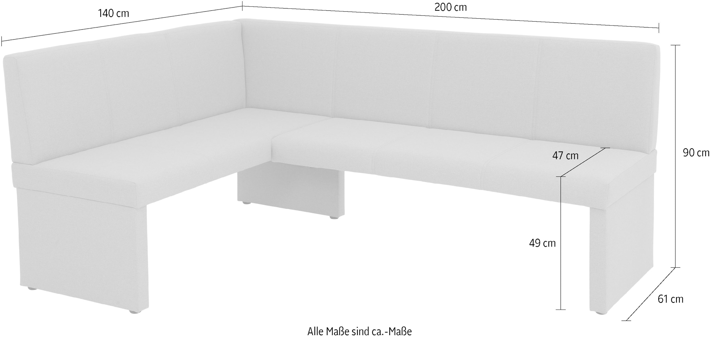HELA Eckbank »TURIN« Eckbank, Gestell aus Holz, gepolstert, in 2 Ausführungen, Webstoff