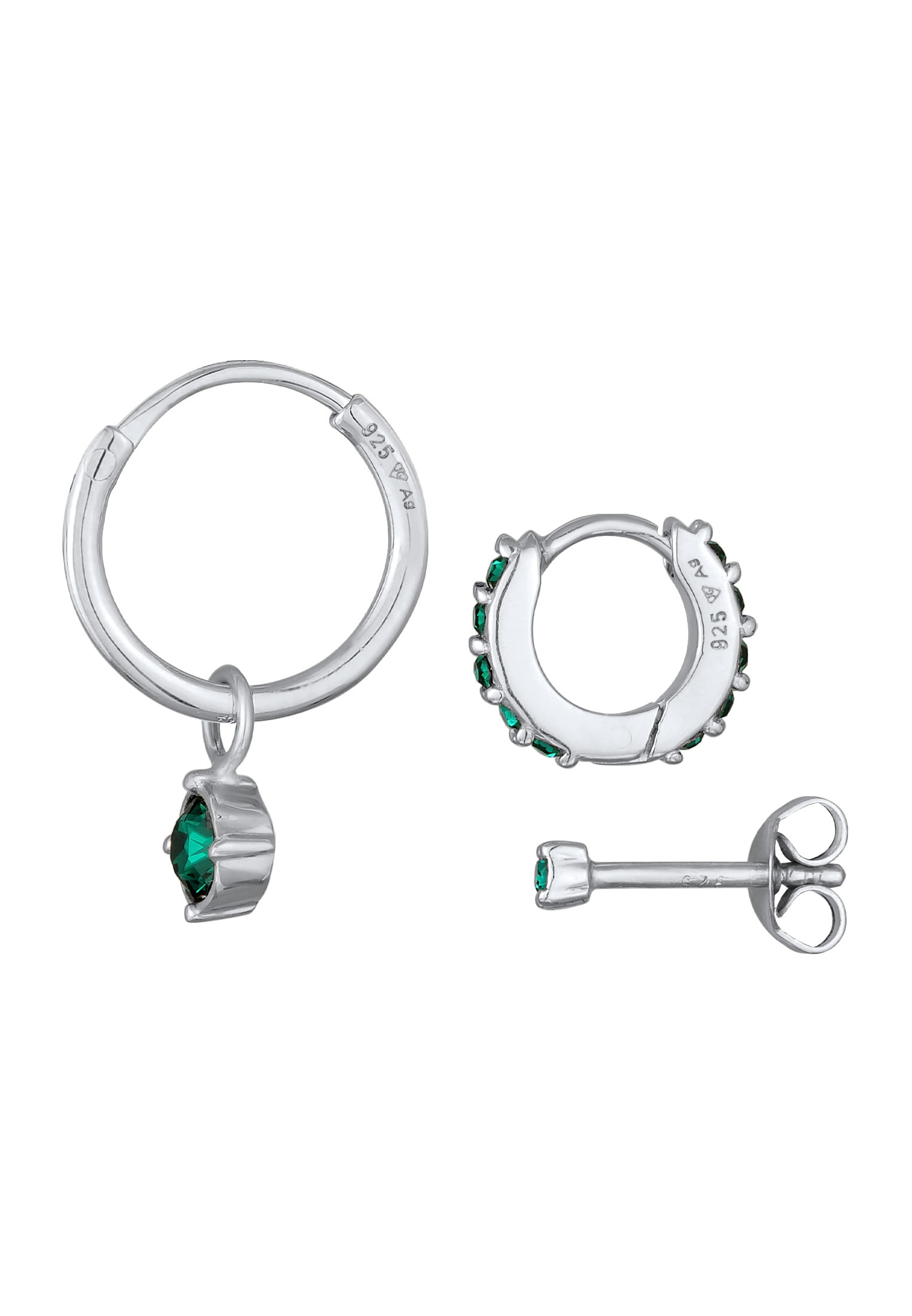 Elli Ohrstecker-Set »Ohrringe Kristall Stecker Creole Set 925 Silber«