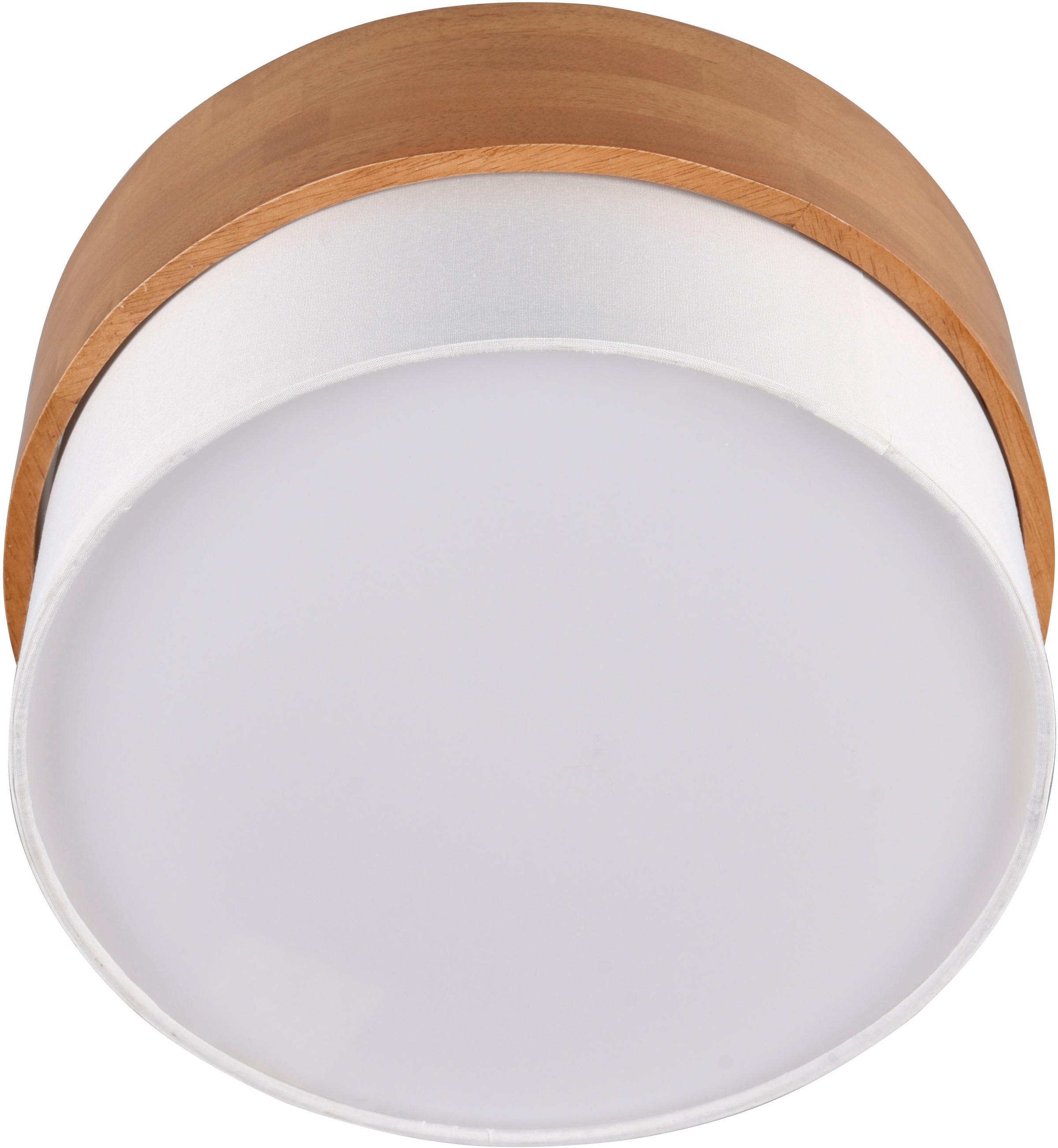 TRIO Leuchten Deckenleuchte »Seasons«, 2 flammig, Leuchtmittel E14 | ohne Leuchtmittel, Deckenlampe Holz mit Stoffschirm Ø30cm exkl 2xE14 max 40W