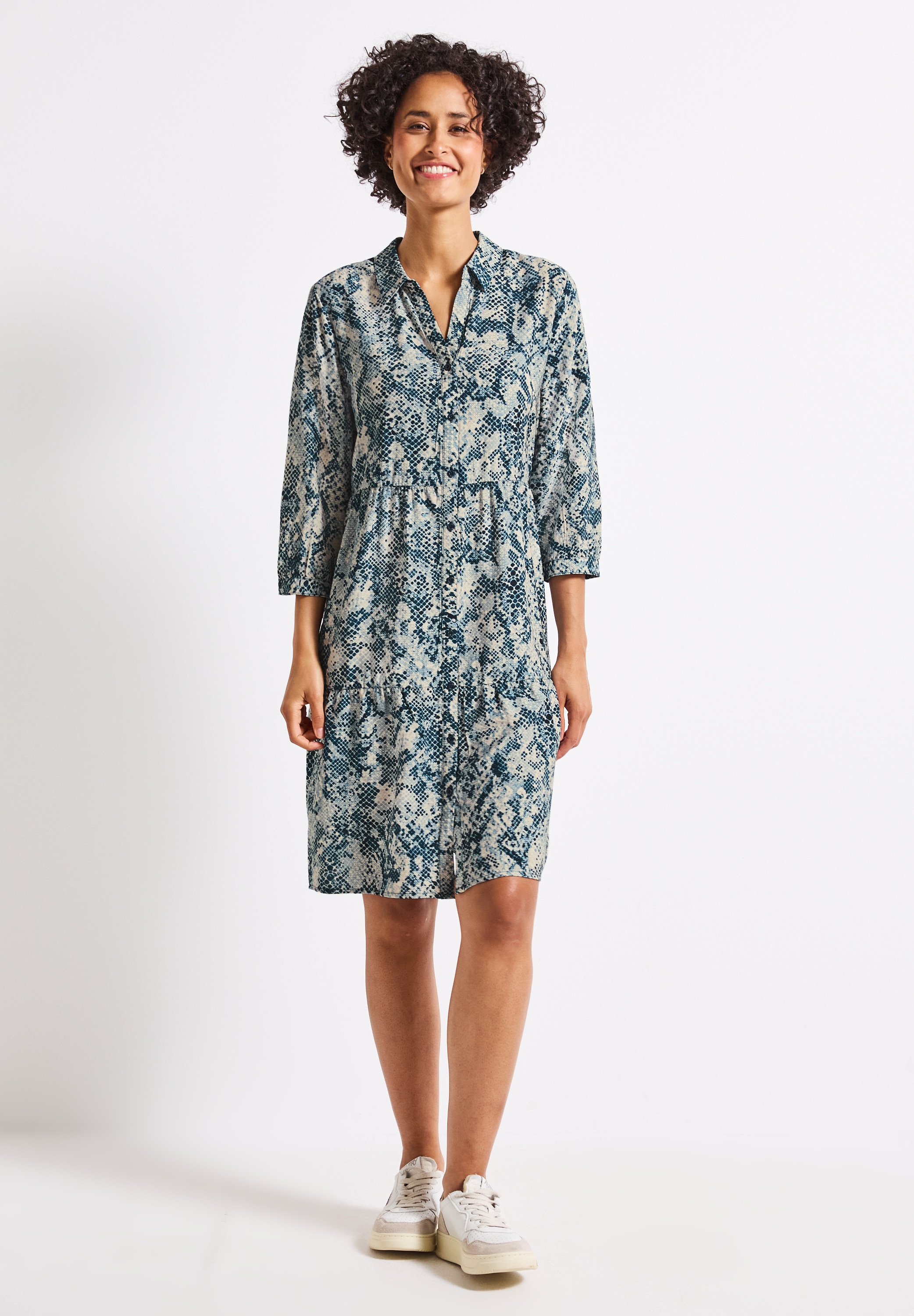 STREET ONE Tunikakleid, mit Snake Print und Volants
