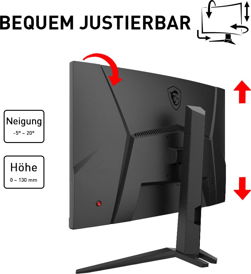 MSI Curved-Gaming-LED-Monitor »Optix G27CQ4P«, 69 cm/27 Zoll, 2560 x 1440 px, WQHD, 1 ms Reaktionszeit, 165 Hz, höhenverstellbar, 3 Jahre Herstellergarantie