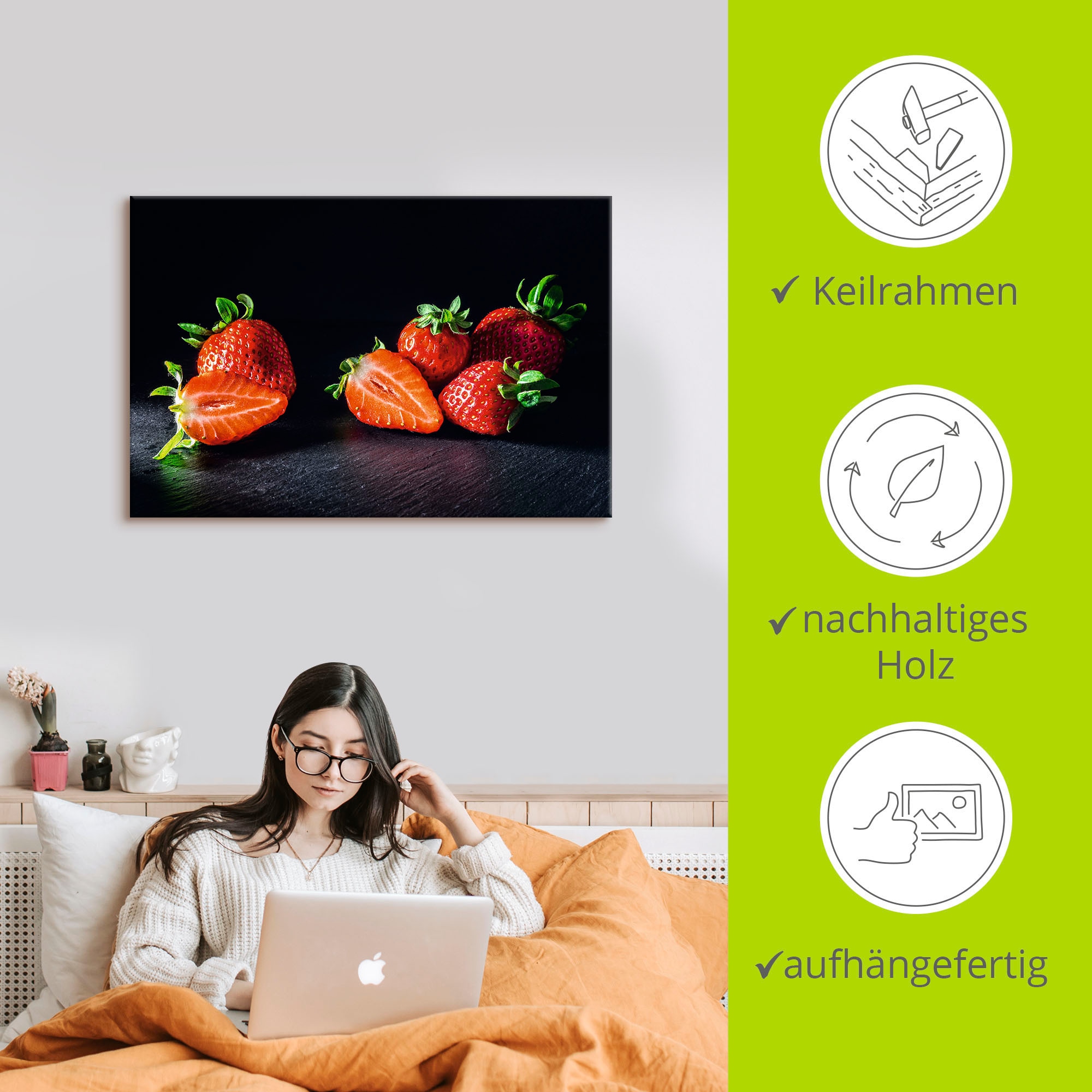Artland Wandbild »Erdbeeren, süß und fruchtig«, Obst Bilder, (1 St.), als Leinwandbild, Poster in verschied. Größen