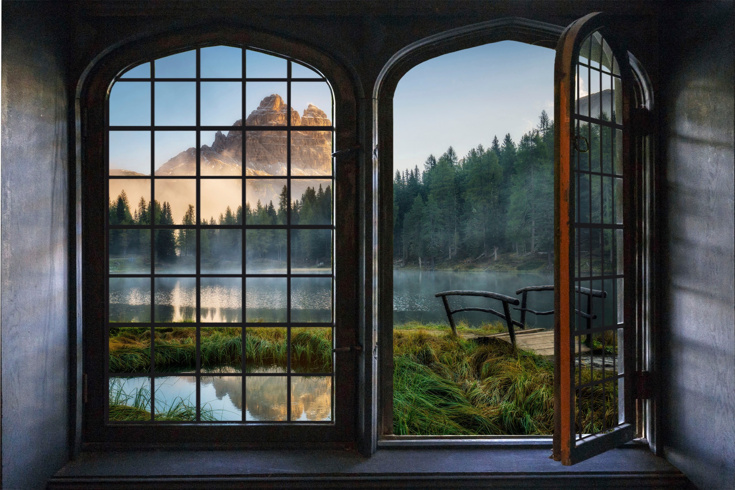 queence Wandsticker »Berg« Wandsticker, Wandbild, selbstklebend, 3D, Fenster