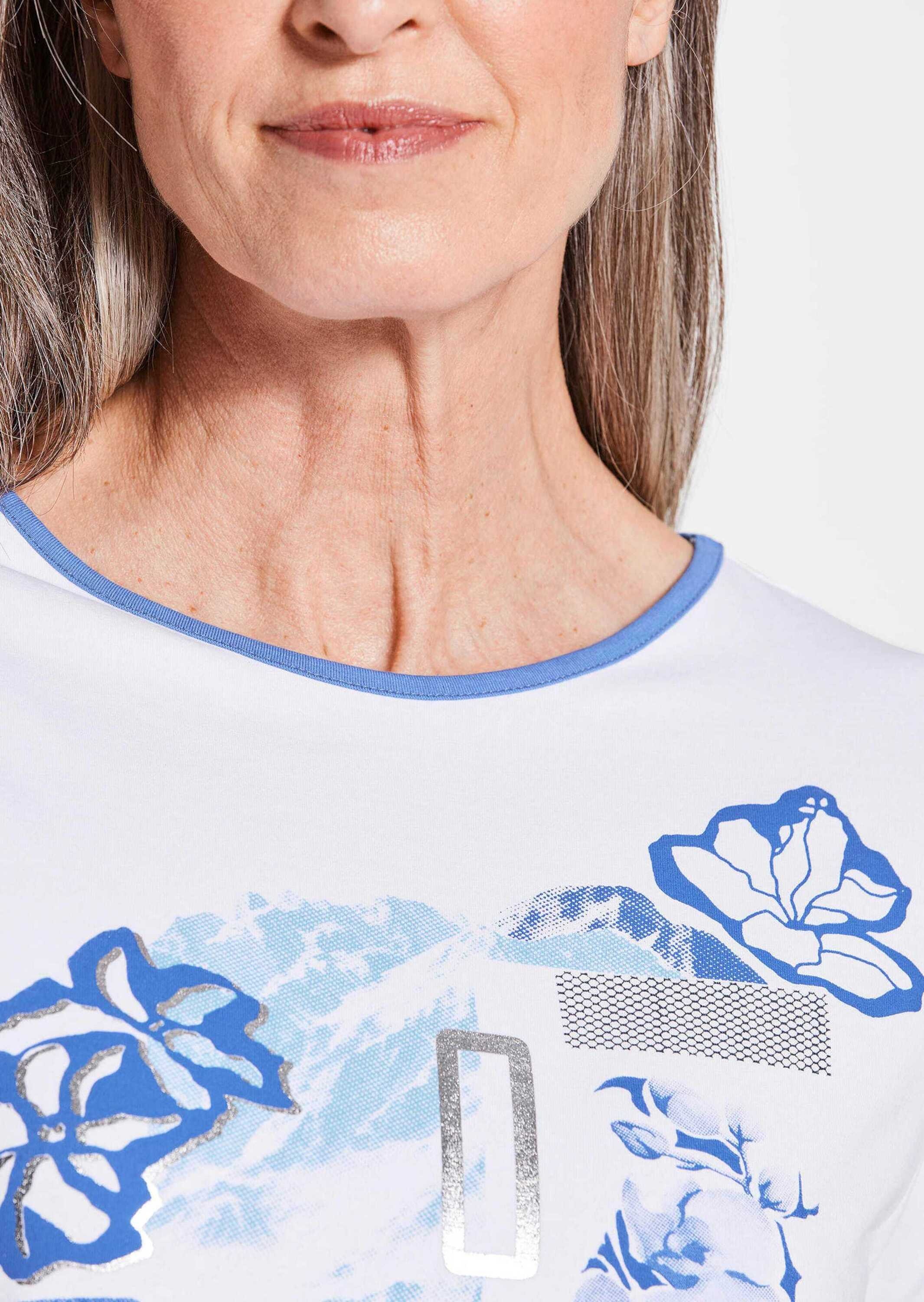 GOLDNER Kurzarmshirt »Kurzgröße Sommeroberteil mit Frontdruck«