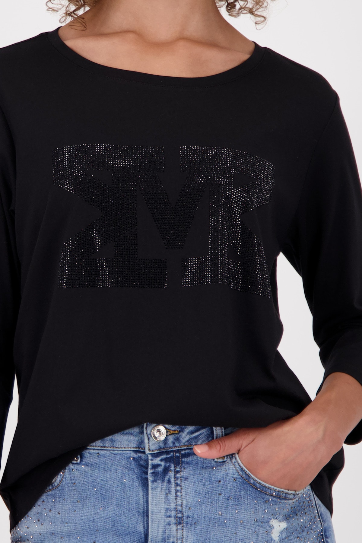 Monari Langarmshirt »Shirt Basic Schmuck«, Mit Schmuckdetails