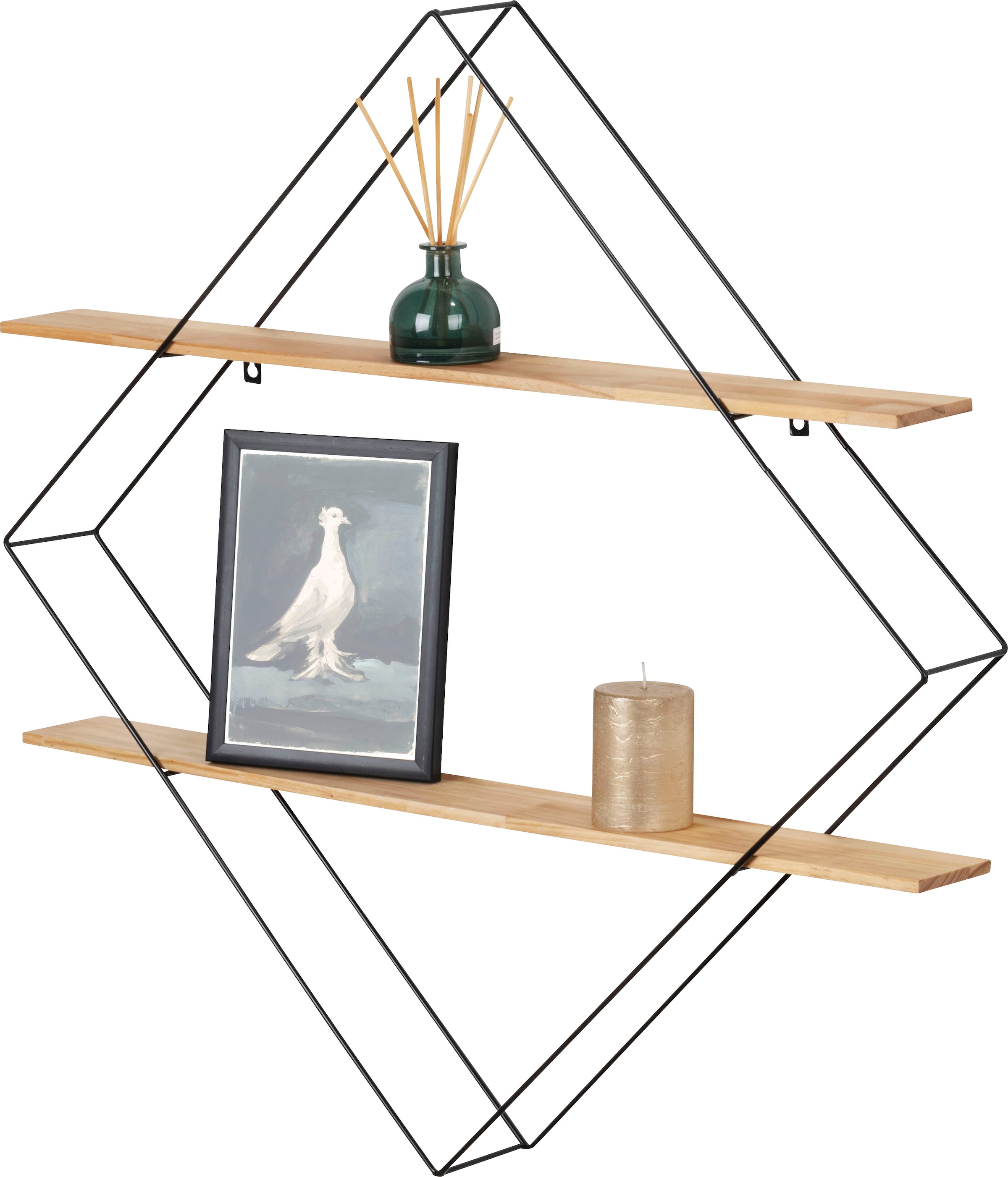 WENKO Wandregal »Geo«, Rautenform, 2 Ablagen