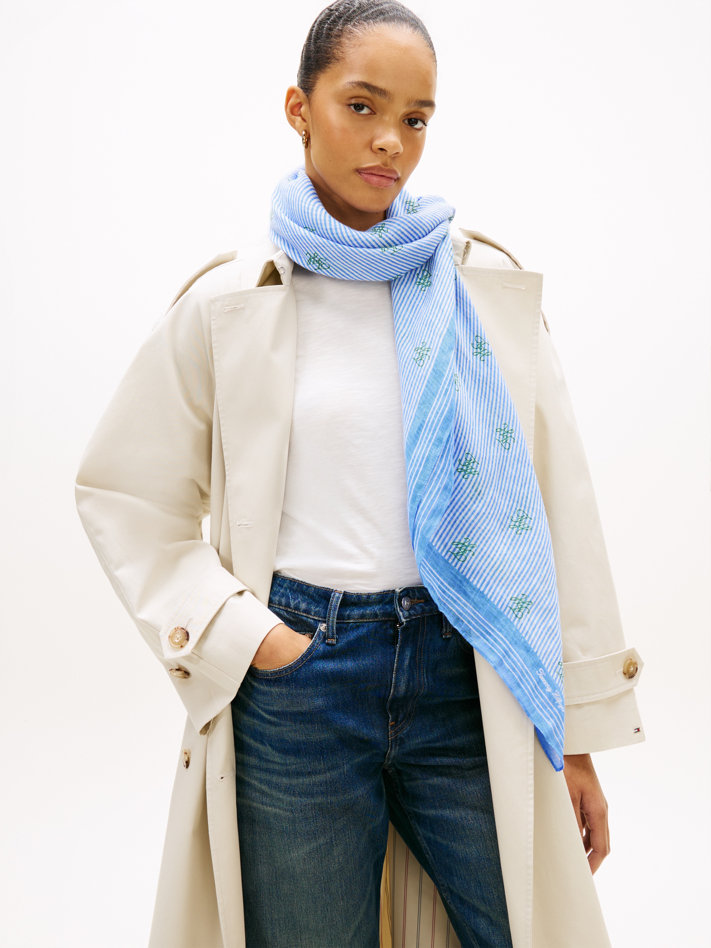 Tommy Hilfiger Seidentuch »TH SCRIPT MONOGRAM LINEN SQUARE«