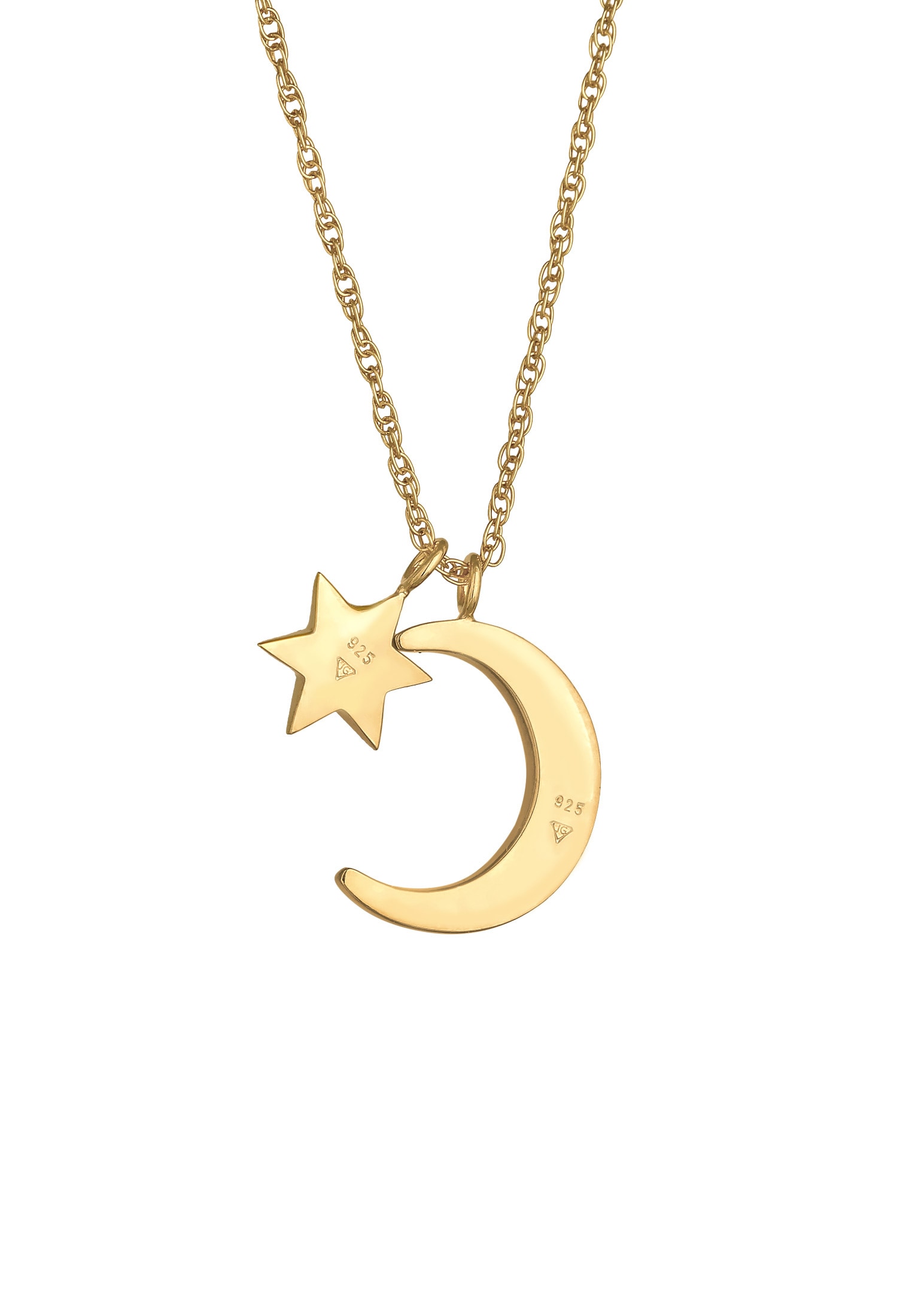 Elli Silberkette »Halskette Halbmond Stern Opal Astro 925 Silber«