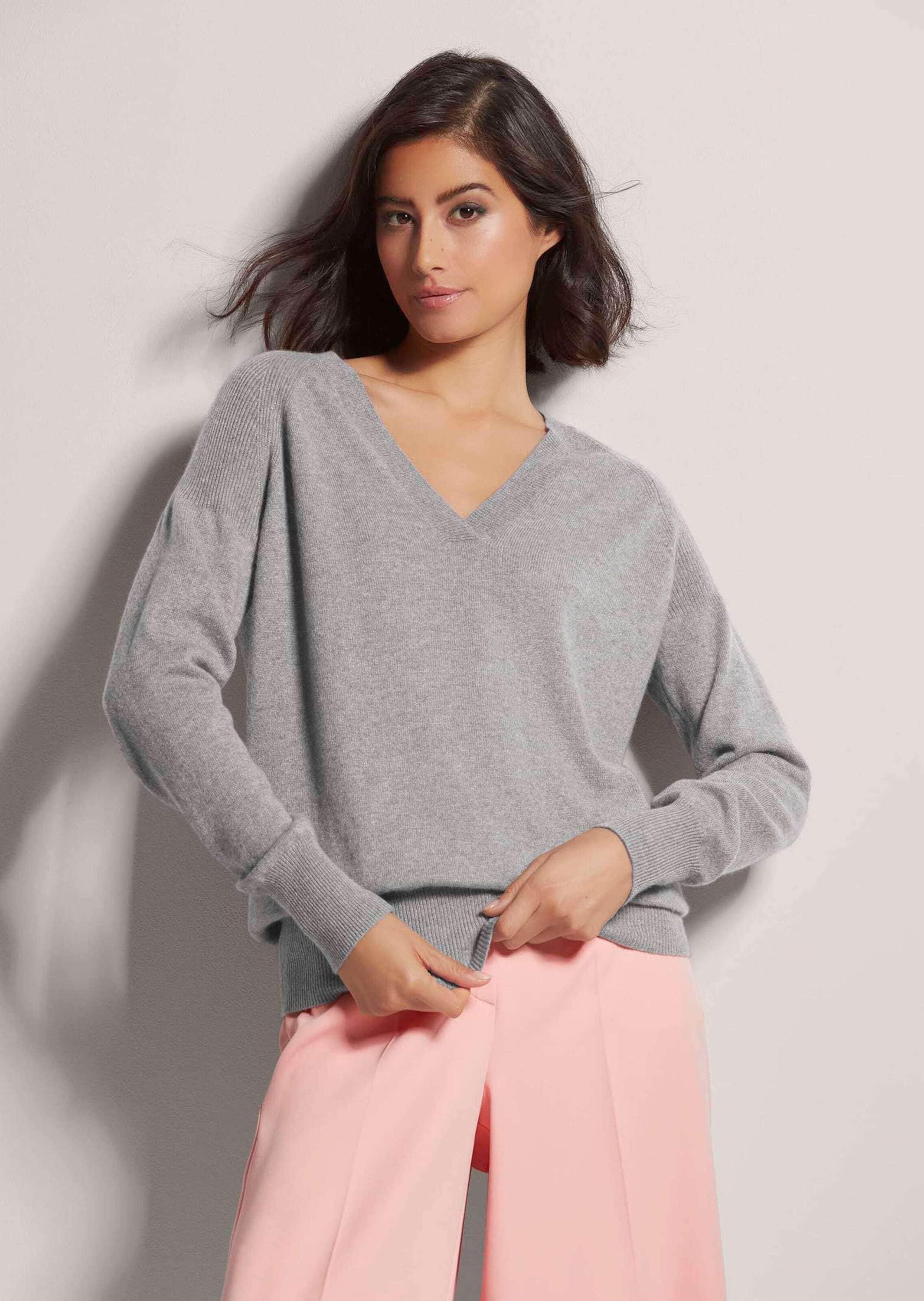 MADELEINE Longpullover »Pullover Kaschmirpullover mit V-Ausschnitt«