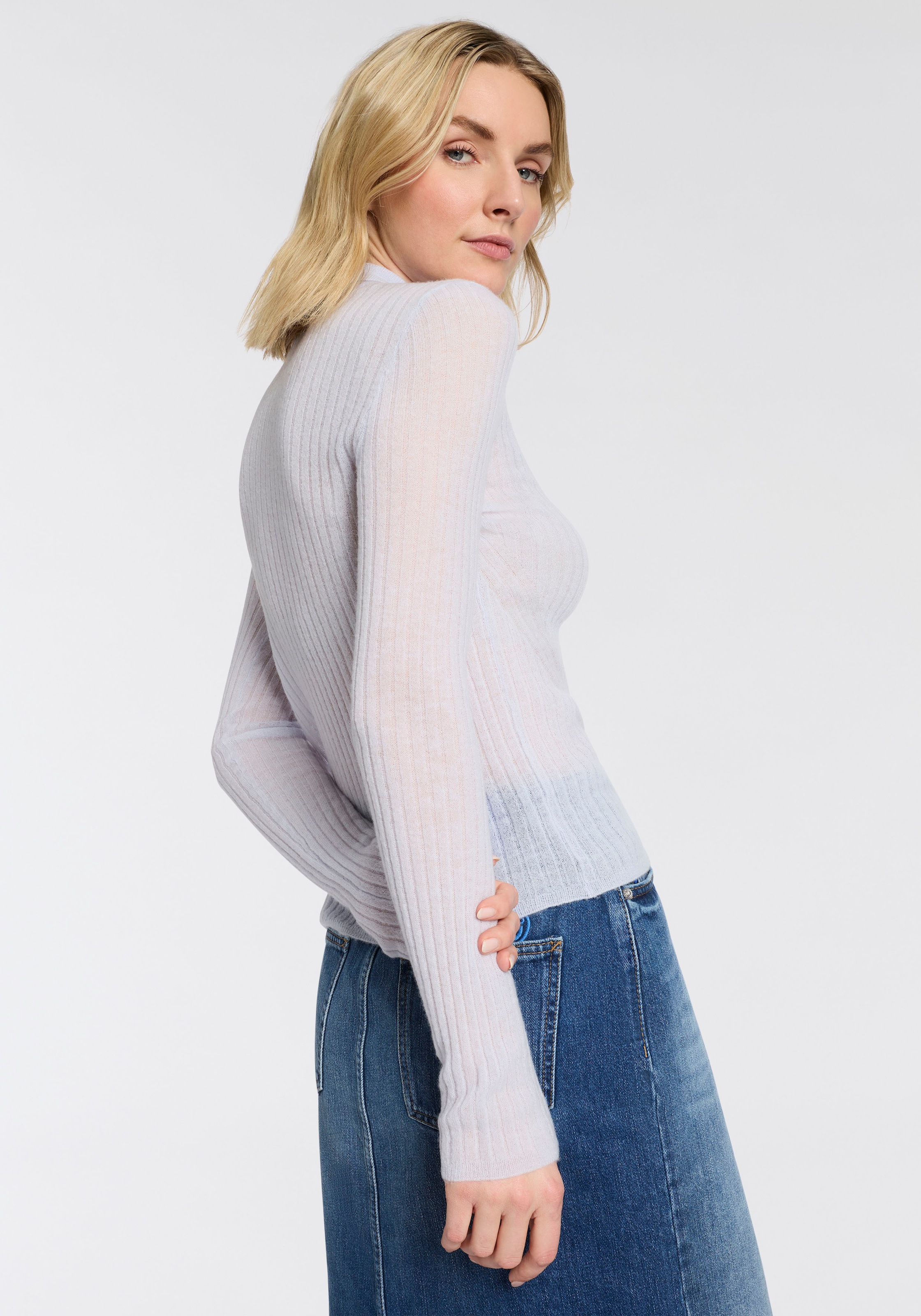 BOSS ORANGE Polokragenpullover »Fuganel Premium Damenmode« mit Knopfleiste, Rippstruktur