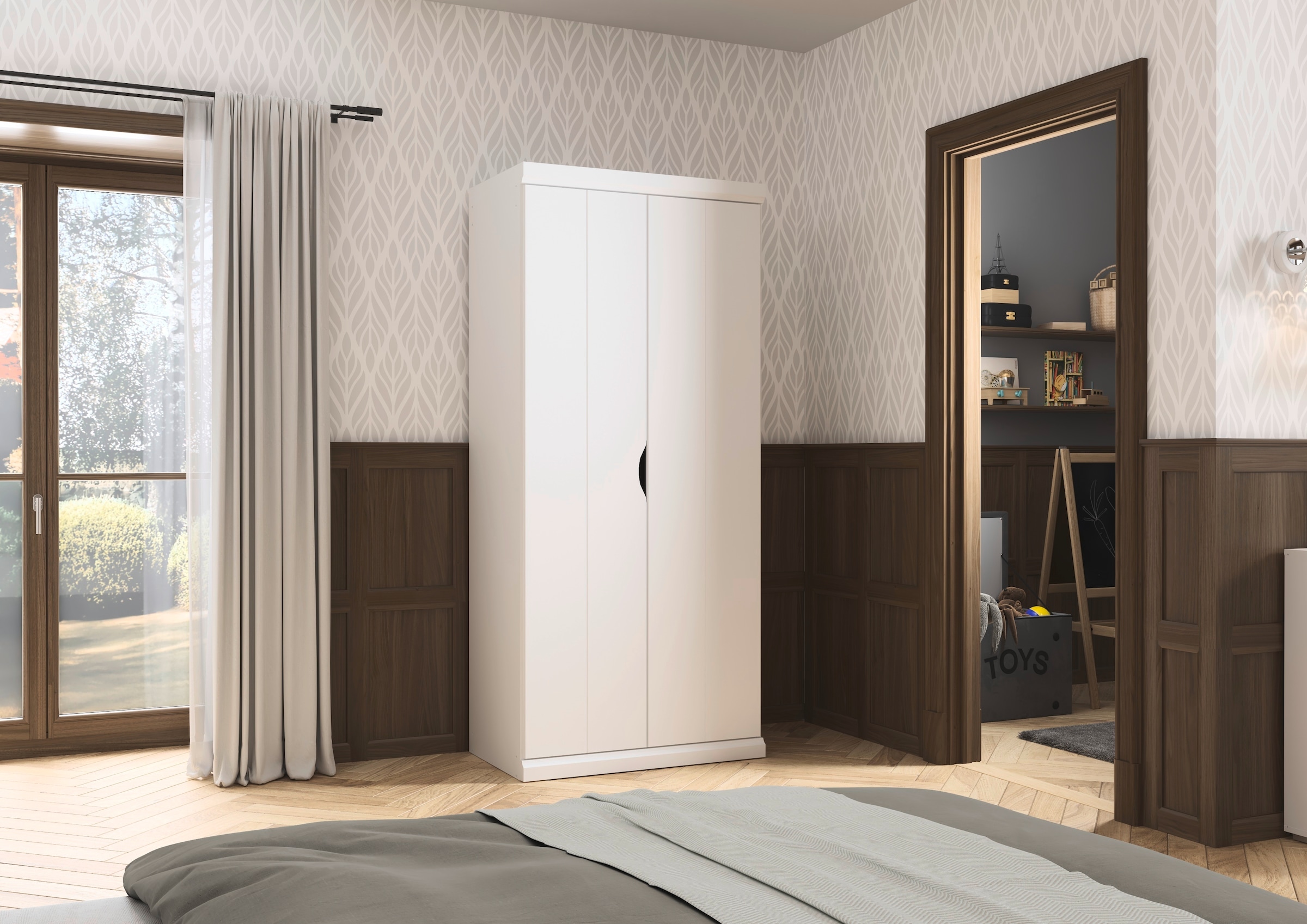 OTTO home Kleiderschrank »Mehrzweckschrank Aktenschrank Möbel Mietswohnung Schlafzimmer MARLENE« 3 verschiedene Ausstattungen BASIC/CLASSIC/PREMIUM (inkl. SOFT-CLOSE),  in 3 Breiten 91/136/181 cm im Landhaus-Stil MADE IN GERMANY