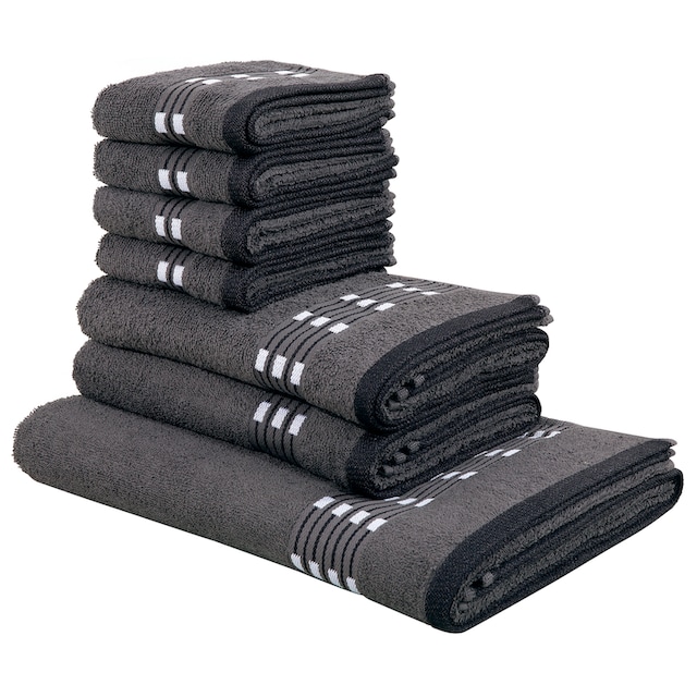 my home Handtuch Set »Jonnie«, Set, 7 tlg., Walkfrottee, Handtücher aus  100% Baumwolle, Handtuchset mit gemusterter Bordüre bestellen bei OTTO