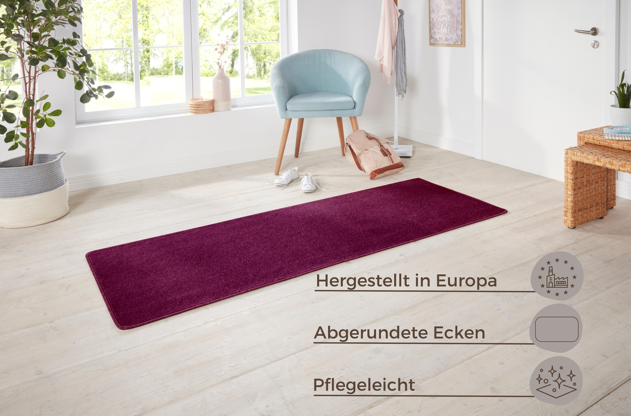 HANSE Home Teppich »Shashi«, rechteckig, 8,5 mm Höhe, Kurzflor, Unifarben, Läufer, weich, Esszimmer, Kinderzimmer, Flur