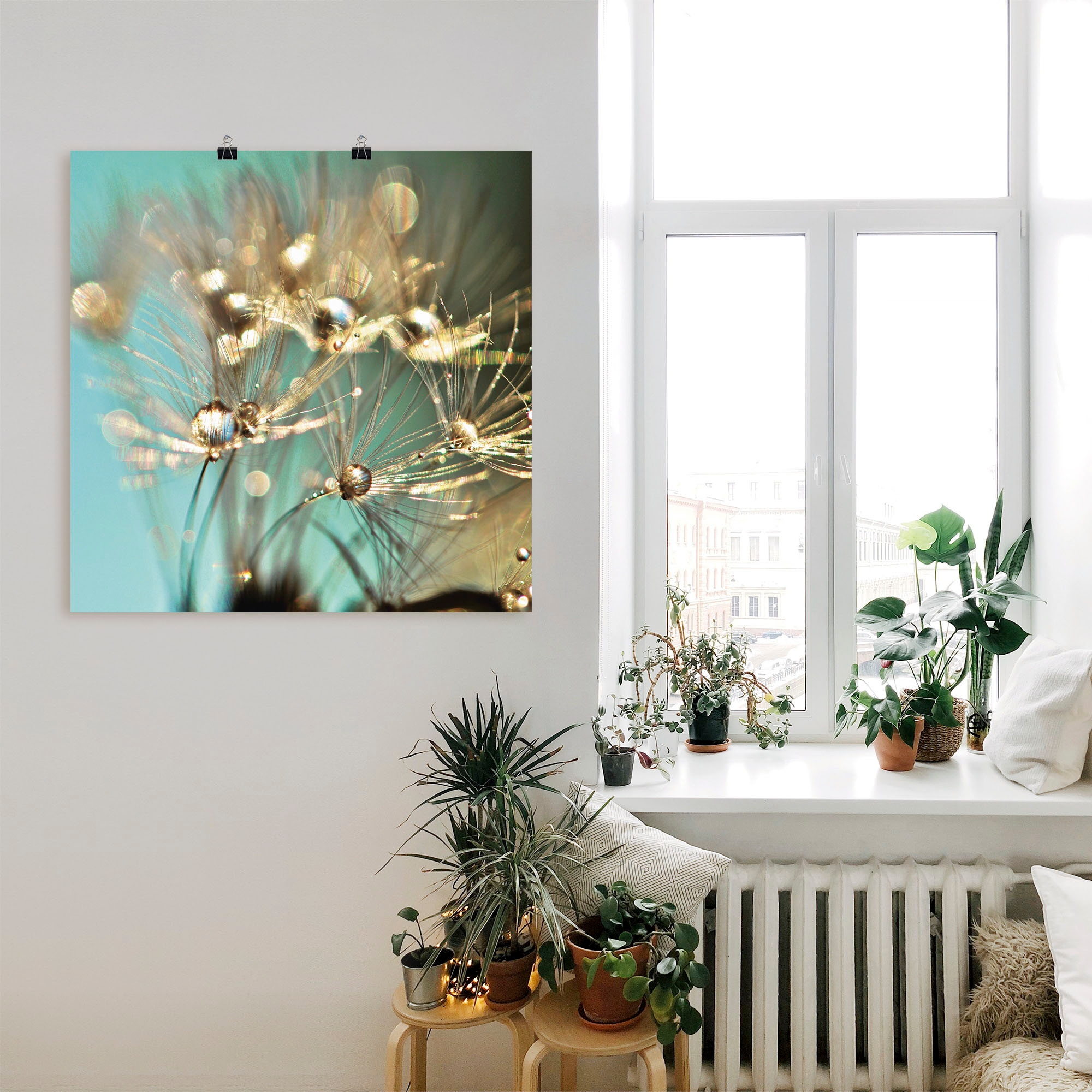 Artland Poster »Pusteblume glänzendes Gold« Blumen 1 Stk. tlg. ohne Rahmen