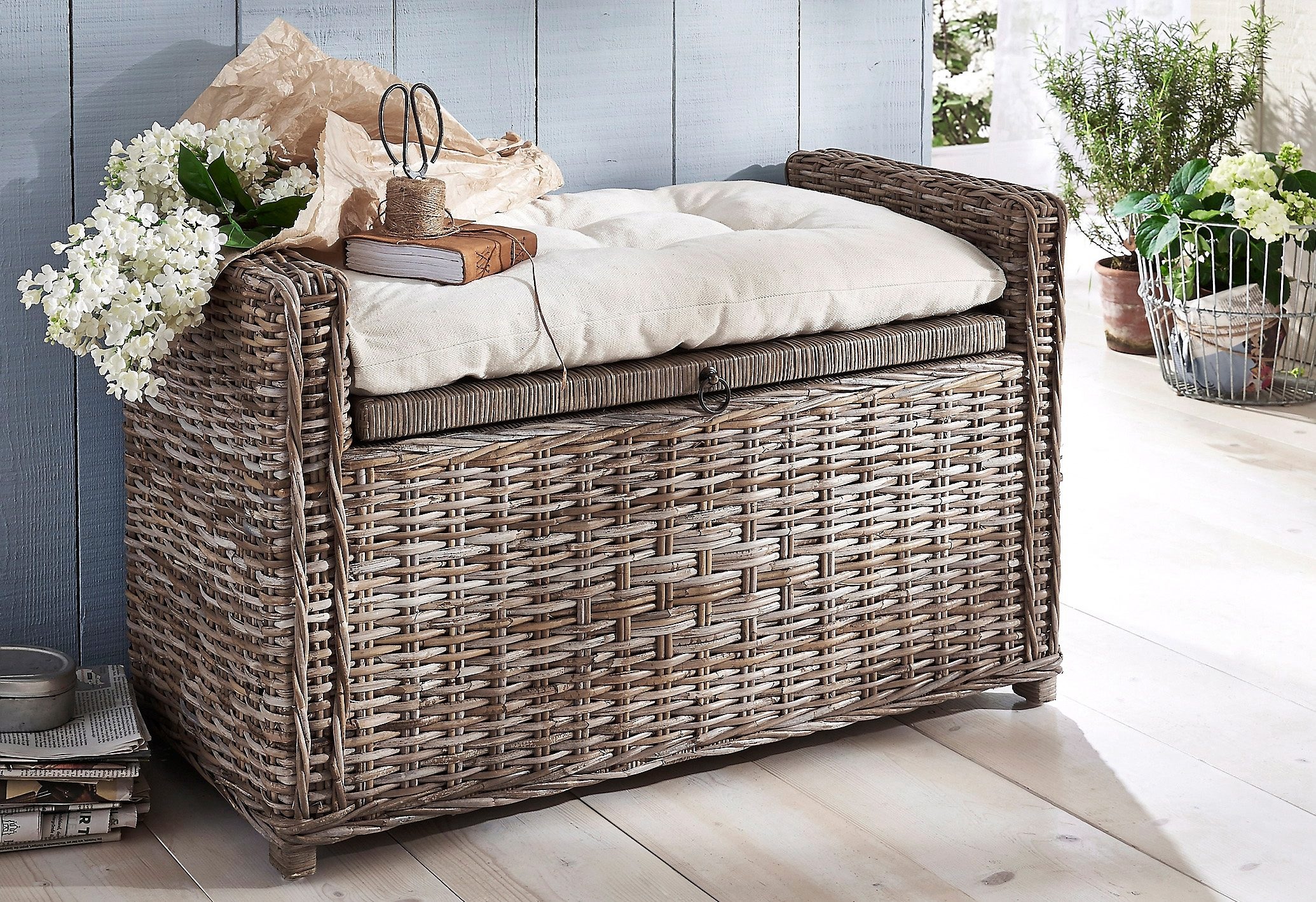 Home affaire Sitztruhe »Schönerempfang, TOPSELLER!« Rattan-Bank, OTTOs Choice,  Belastbar bis max. 80 Kg, mit Stauraum