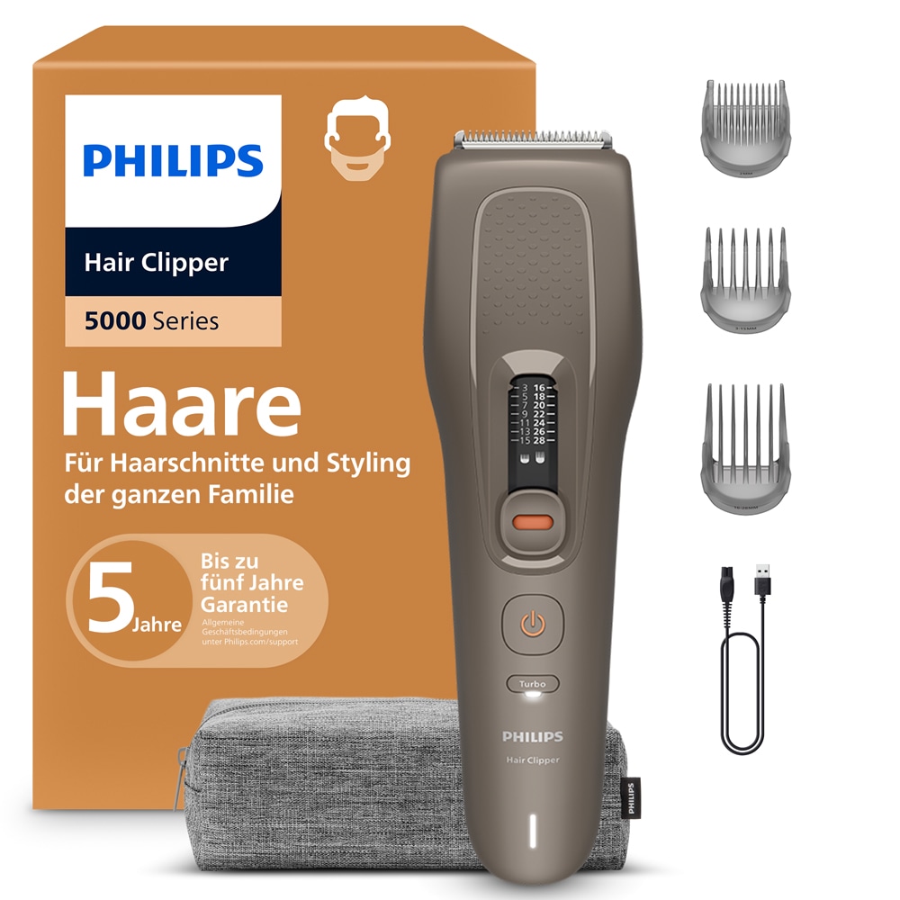 Philips Haarschneider »Serie 5000 HC5733/15« 2 Aufsätze 16 Längeneinstellungen, Turbo Modus und PowerAdapt Sensor