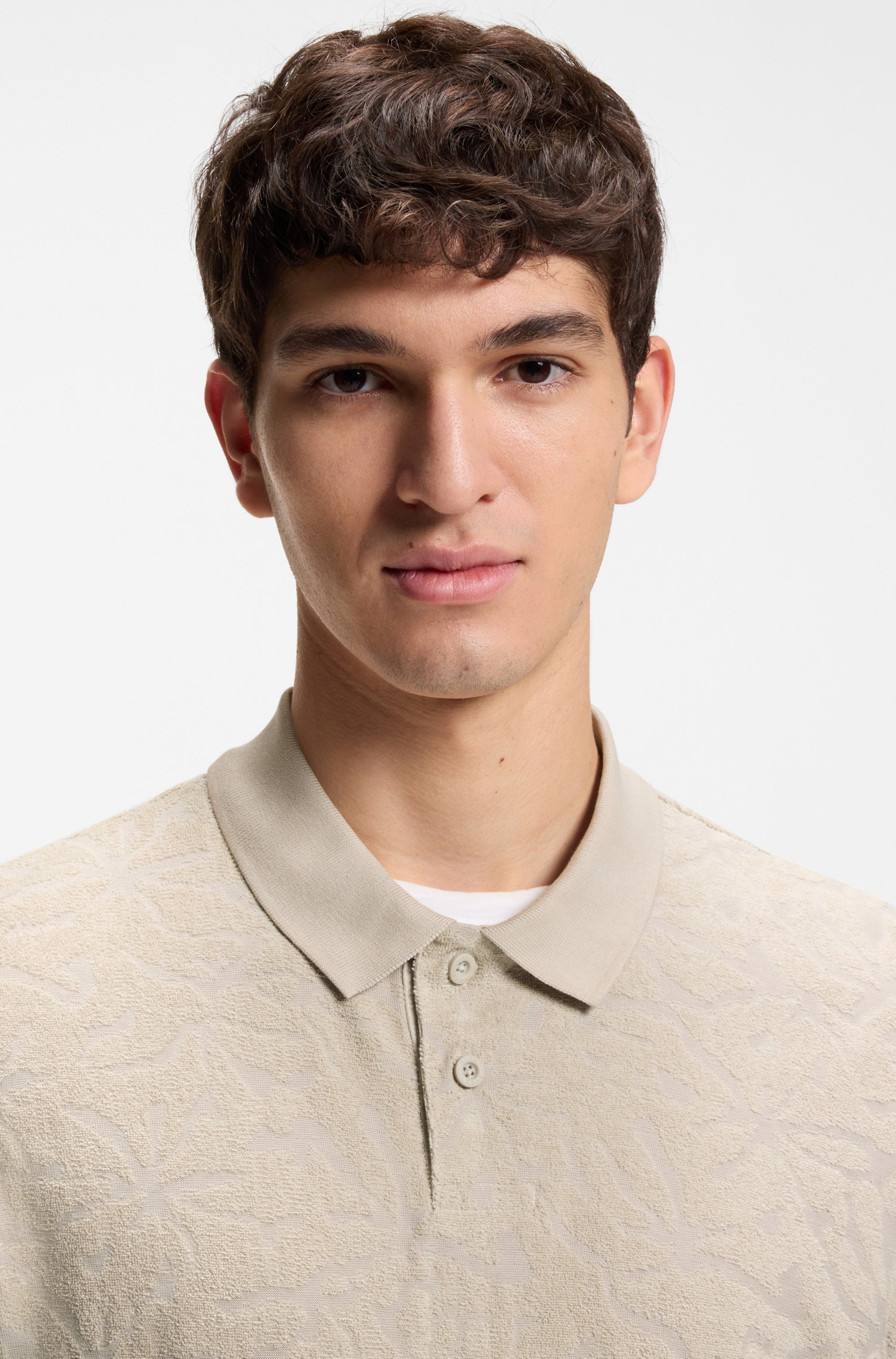 BOSS ORANGE Poloshirt florales Jacquardmuster, Baumwollfrottee, Relaxed Fit