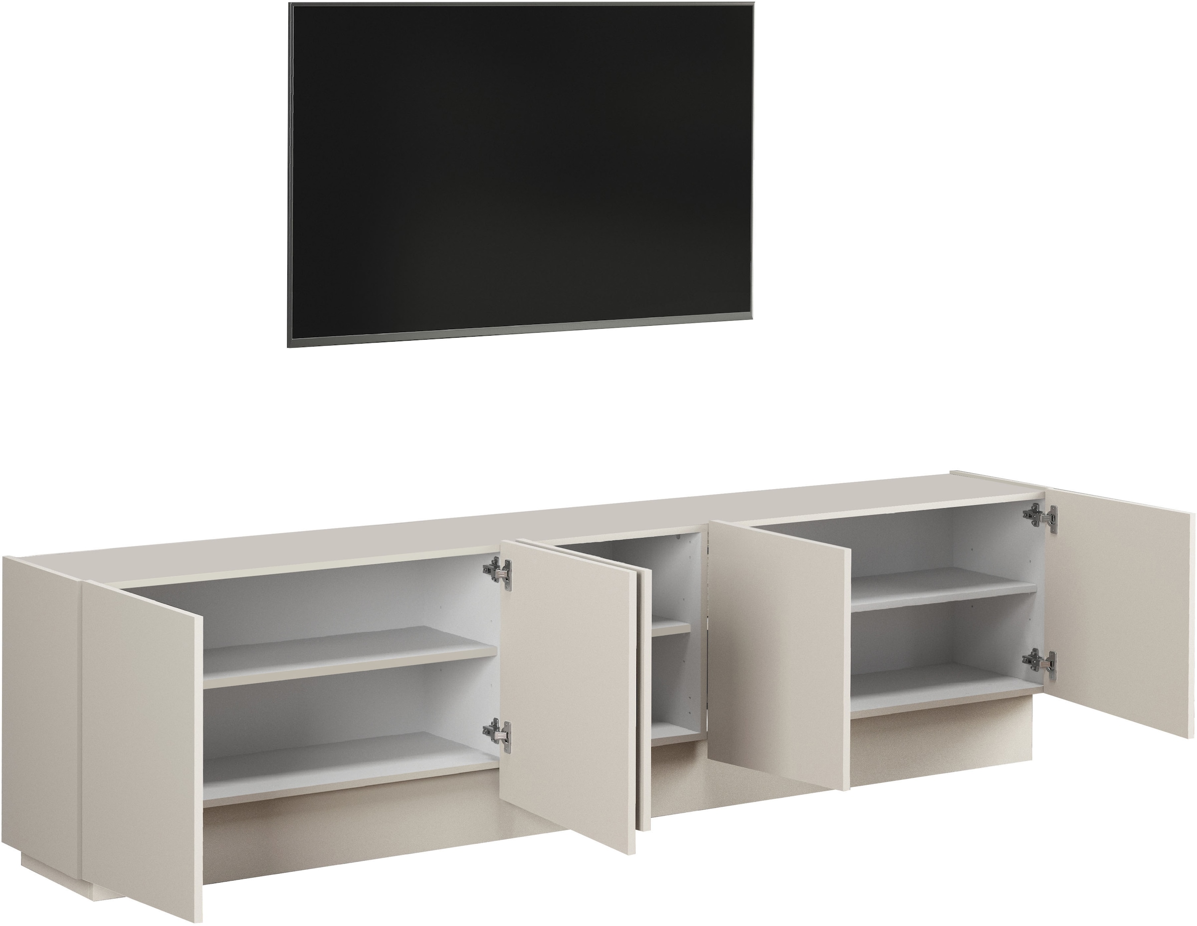 INOSIGN Lowboard »VELA, Höhe 60 cm, Breite 225 cm,Design mit schrägen Türen«, (1 St.), Made in Italy, Maße-B/T/H: 225x35x60, Lowboard, TV-Board, TV-Kommode