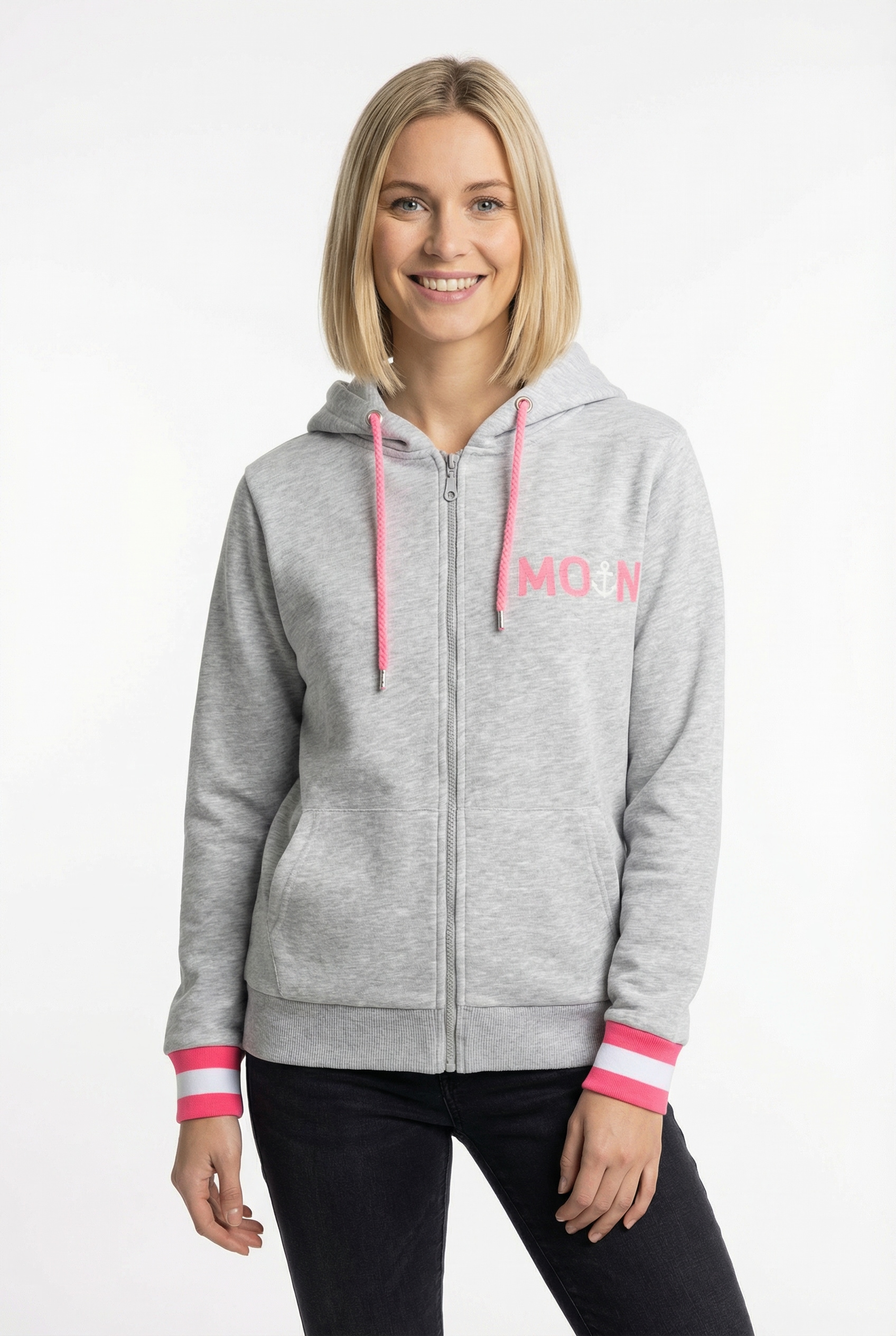 Zwillingsherz Kapuzensweatjacke »"Rahel"« Langarm, Kapuze, Reißverschluss, modisch, Schriftzug, Taschen