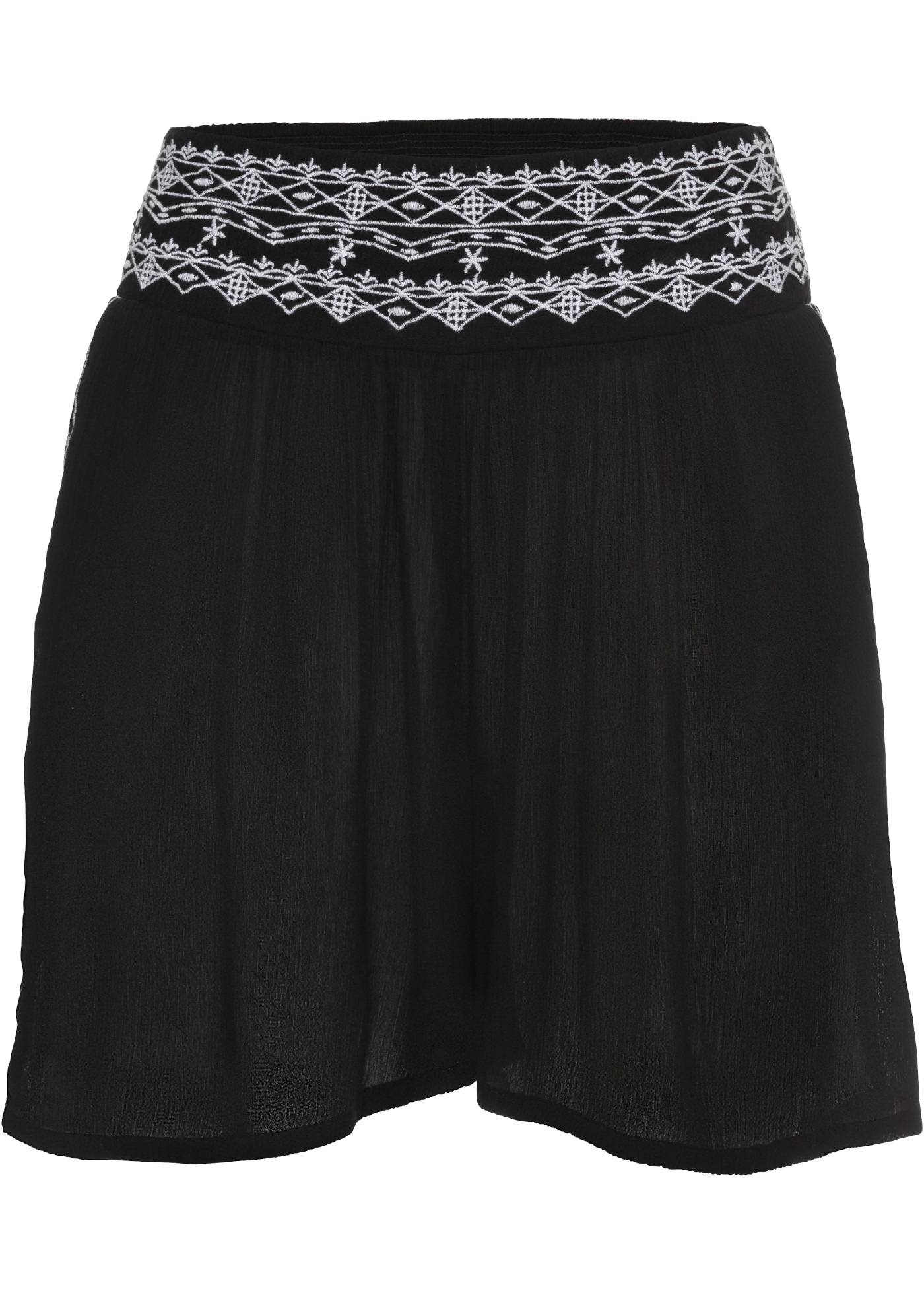 bonprix Shorts  weites Crincle-Design, mit Stickereien am Bund und an der Seitennaht