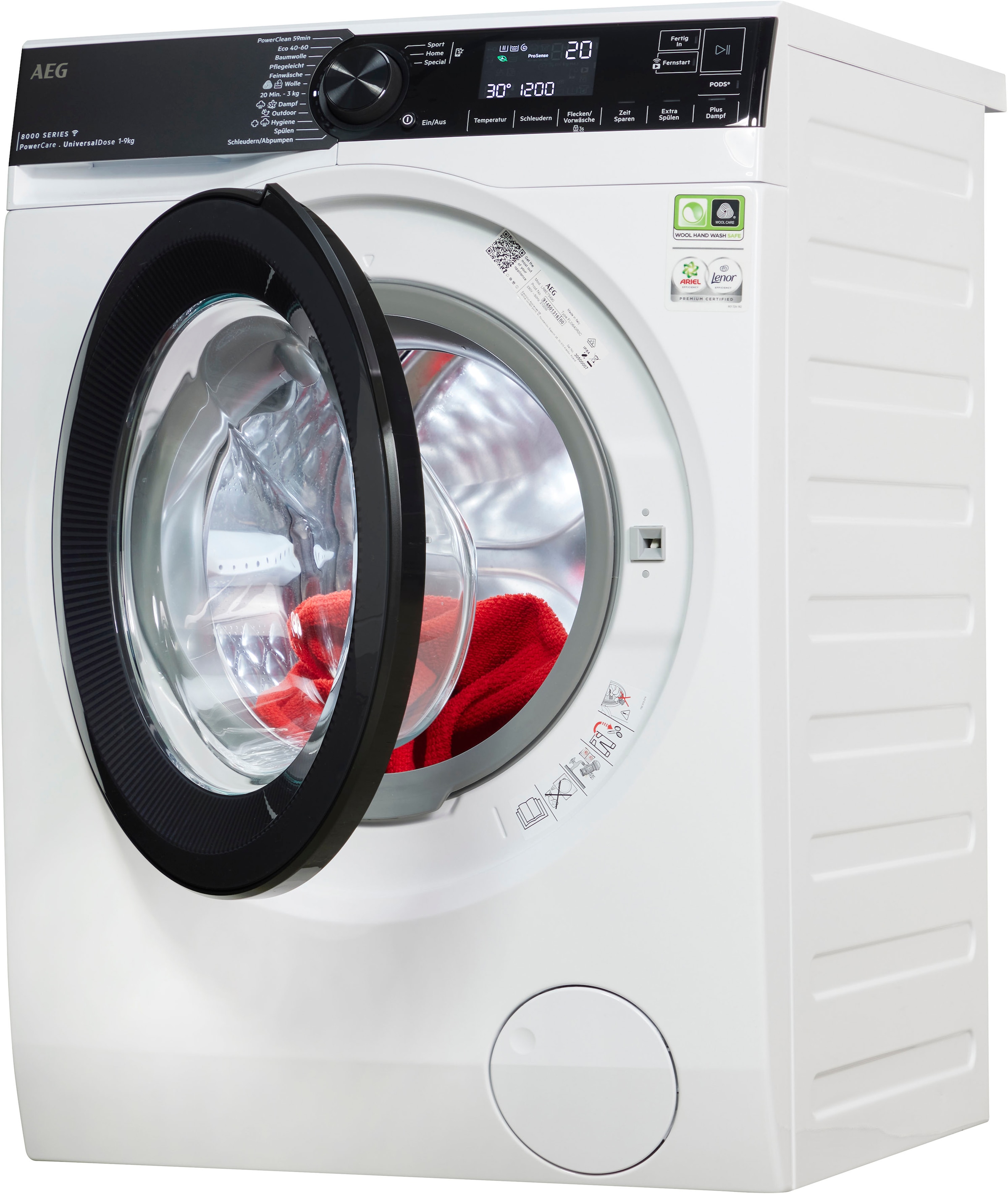 AEG Waschmaschine »LR8E75490«, - PowerCare, online 59 LR8E75490, bei 1400 PowerClean 30 kg, in 9 & Fleckenentfernung 8000 bei U/min, OTTO Min. °C Wifi nur