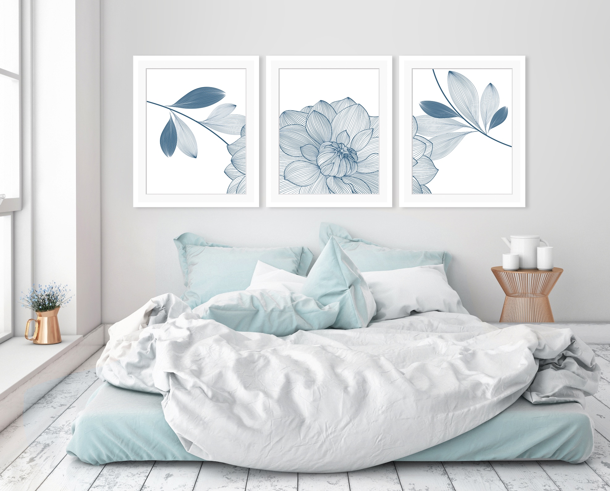 queence Bild »Anja« Blumen | Blätter | Kunst | Modern | Pflanzen | Pflanzenbilder Set,  Blumen, gerahmt