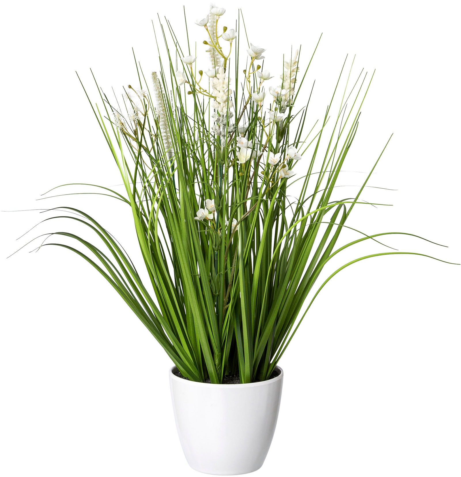 Creativ green Kunstgras »Blüten-Gras-Mix«, (1 St.), in weißer  Kunststoffschale bei OTTO | Kunstgräser
