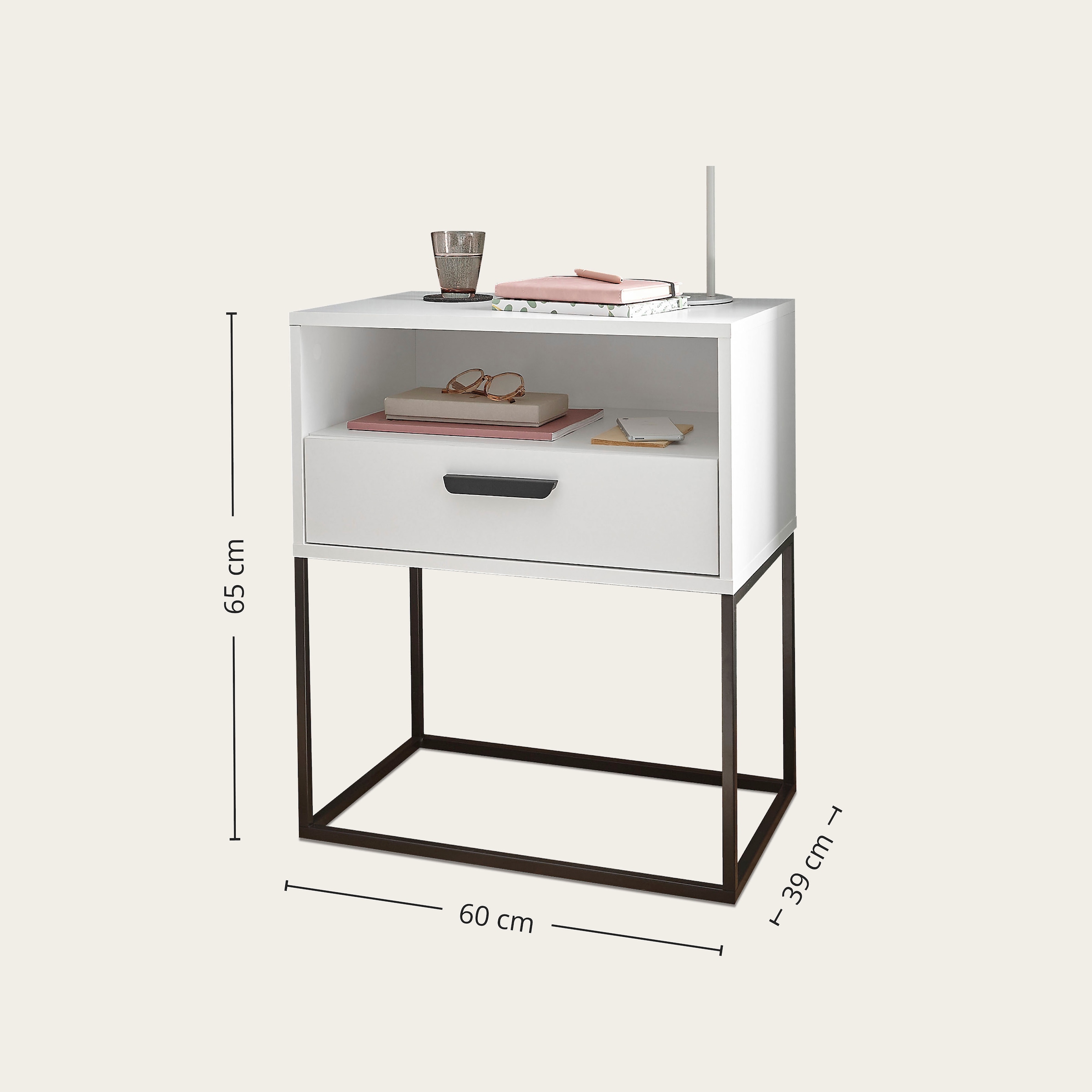 Schlafkontor Nachtkommode »Cudro Nachttisch auf Fußgestell« mit einem offenen Fach für schnellen Zugriff