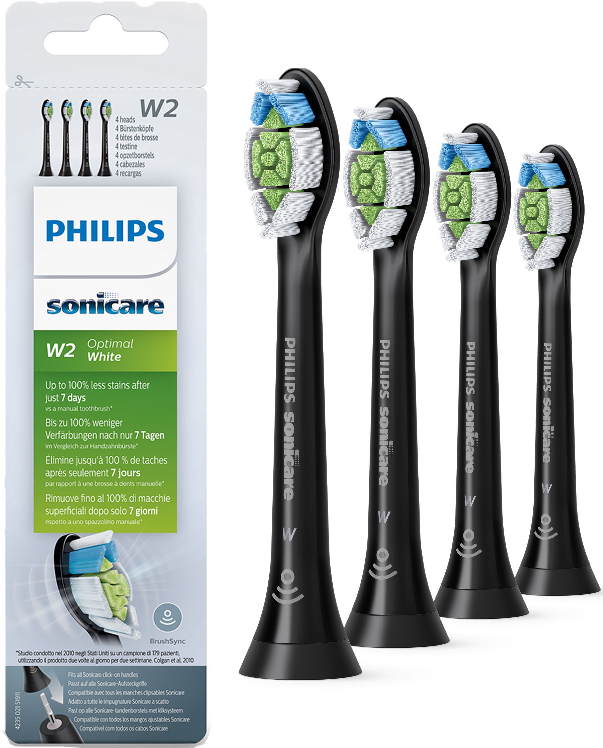 Philips Sonicare Aufsteckbürsten »Standard W2 Optimal White in schwarz, Größe 0