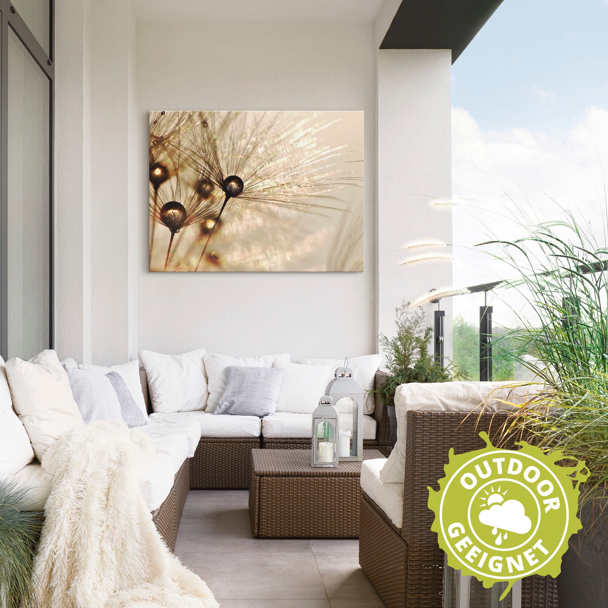 Artland Wandbild »Pusteblume Goldener Tropfen«, Blumen, (1 St.), als Alubild, Outdoorbild, Leinwandbild, Poster, Wandaufkleber