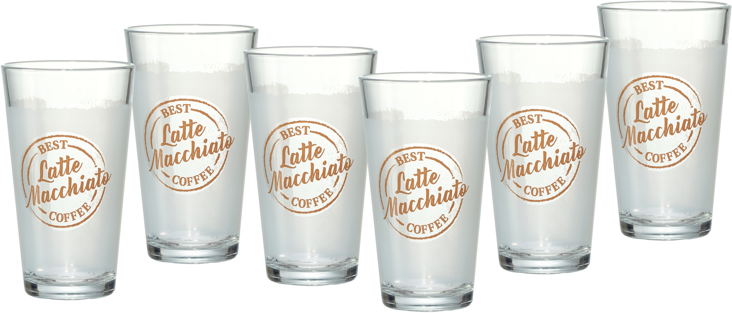 Ritzenhoff & Breker Latte-Macchiato-Glas »Happy, Best Coffee«, (Set, 6 tlg., 6 Latte Macchiato Gläser, je 400 ml), 400 ml