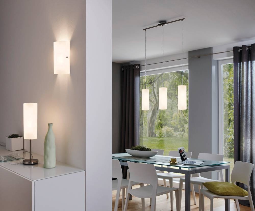 EGLO Wandleuchte »TROY 3 Wandlampe, Wandbeleuchtung, satiniertes Glas in weiß, E14«, 1 flammig, Leuchtmittel E14 | Leuchtmittel wechselbar-ohne Leuchtmittel, Wohnzimmer, Esszimmer, Flur, klassisch, schlicht, 25x18x7,5cm