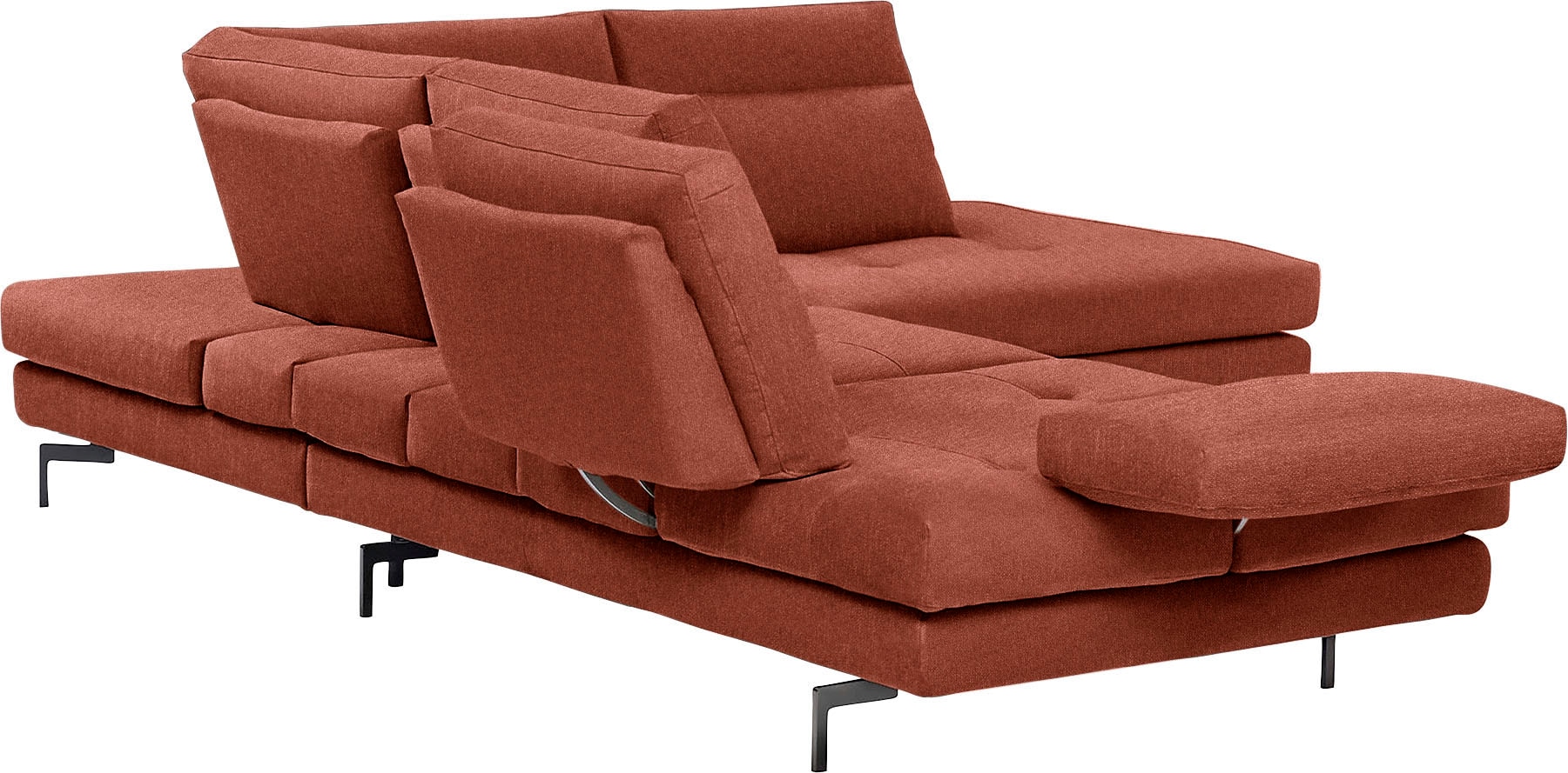 CALIA ITALIA Ecksofa »Toby Wing, B/T: 288/232 cm, Designsofa mit sensationellem Sitzkomfort« L-Form, Sitztiefenverstellung, funktionale Ecke, Füße in schwarz matt