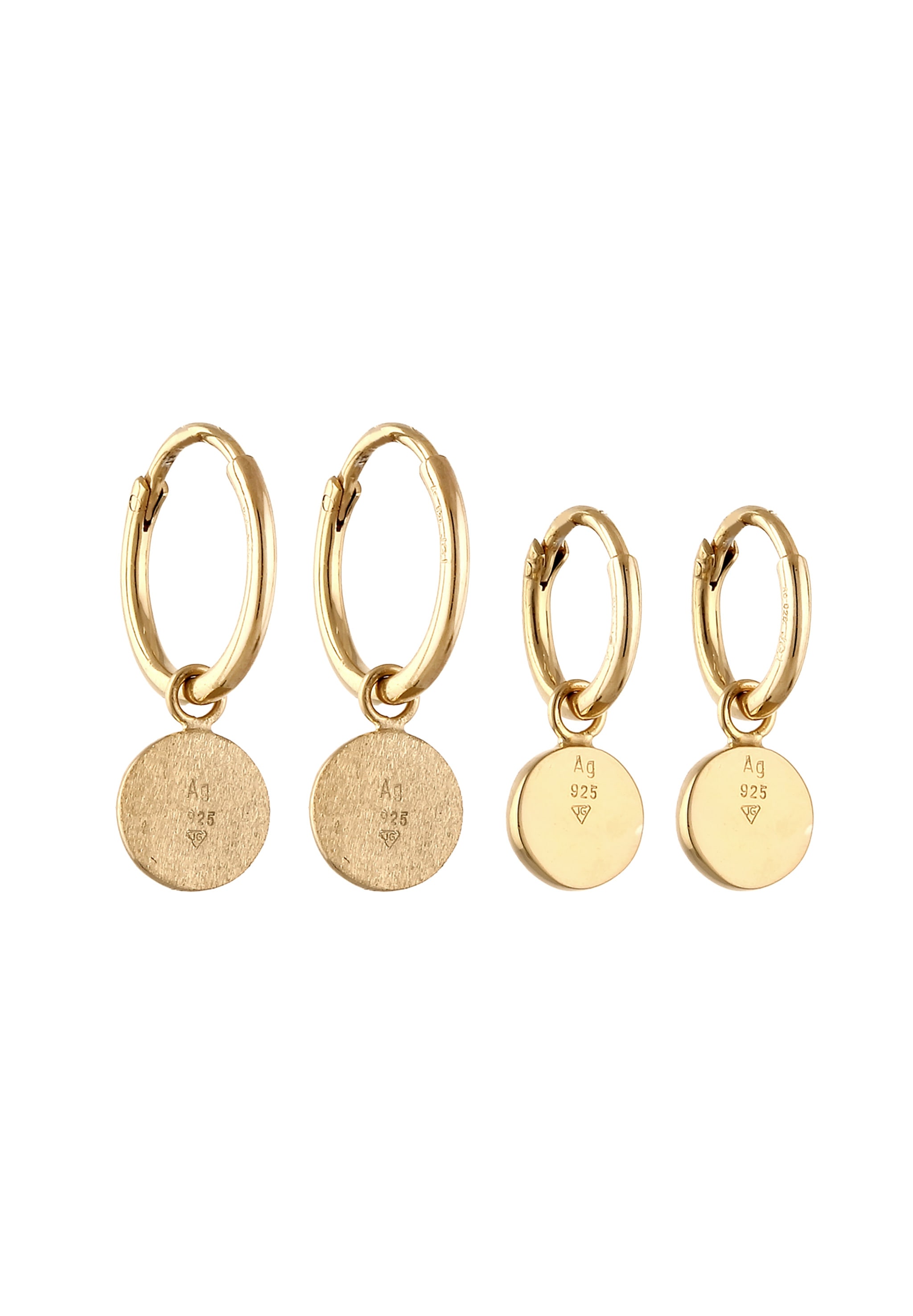 Elli Ohrstecker-Set »Ohrringe Creolen Set Plättchen Achat Rot 925 Sterling Silber vergoldet«
