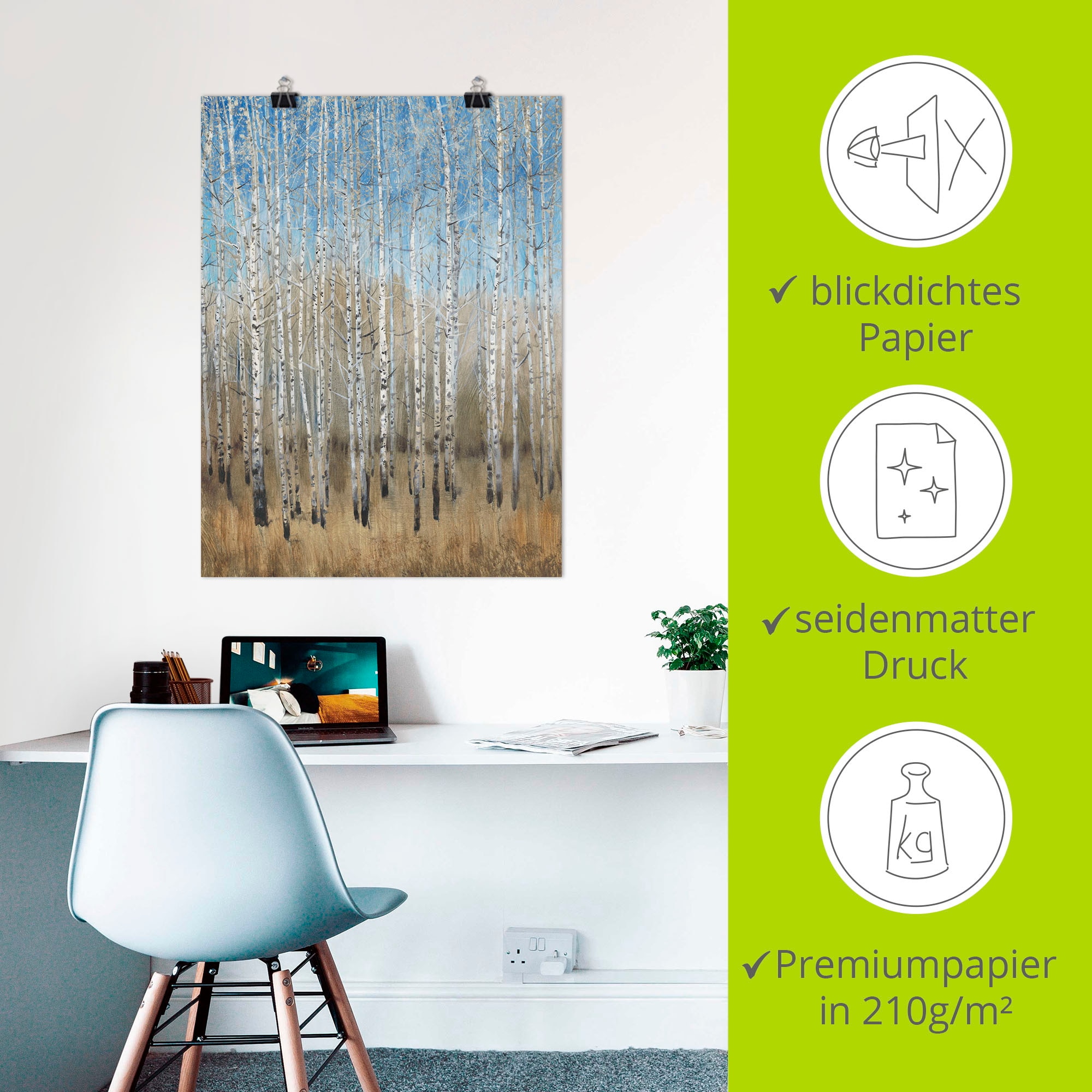 Artland Wandbild »Staubige blaue Birken II«, Wald, (1 St.), als Leinwandbild, Poster in verschied. Größen