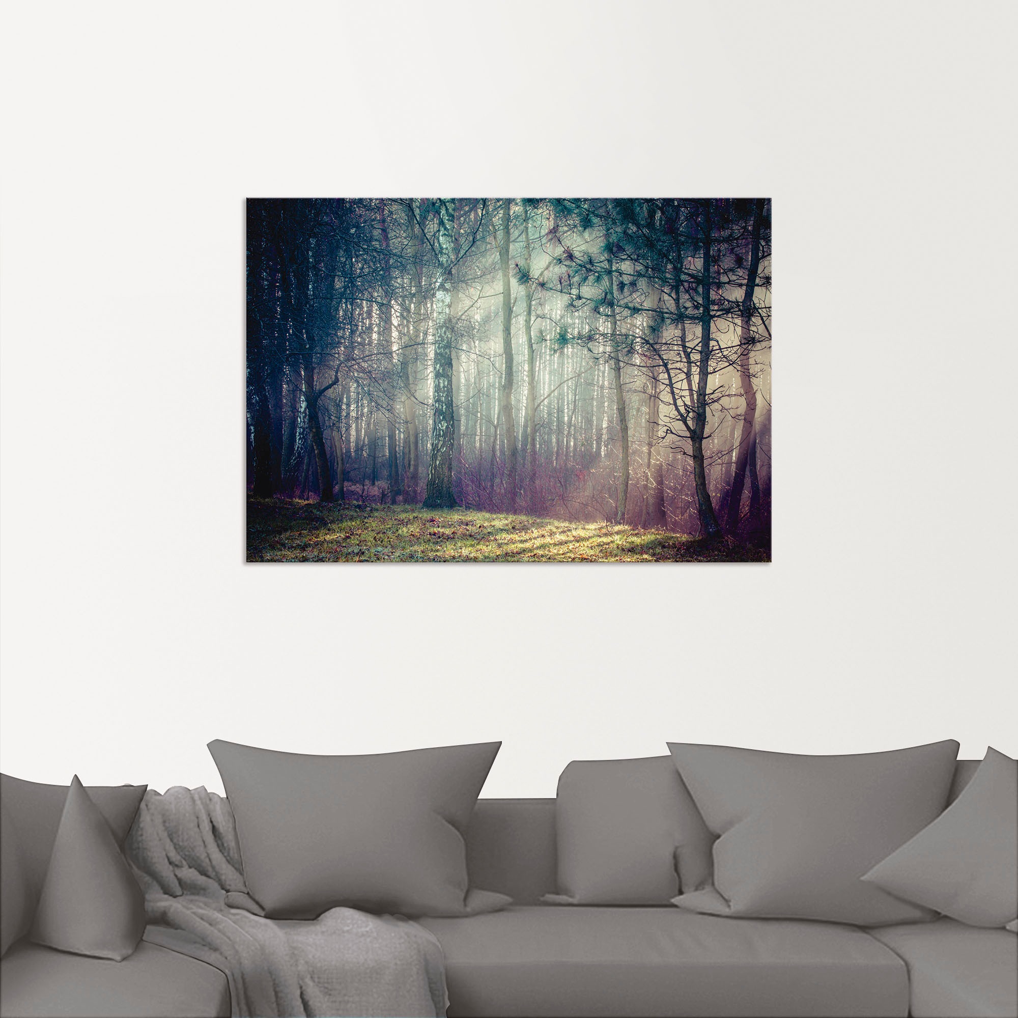 Artland Wandbild »Sonnenstrahlen im Wald«, Waldbilder, (1 St.), als Alubild, Outdoorbild, Leinwandbild in verschied. Größen