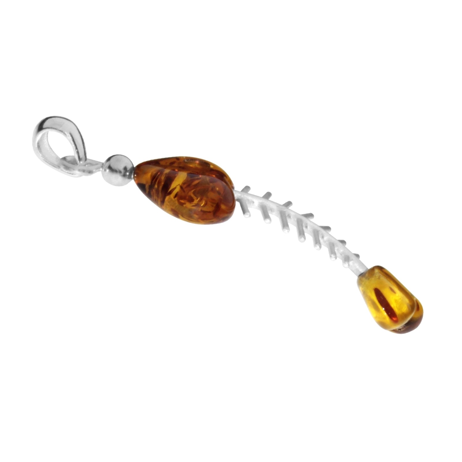 OSTSEE-SCHMUCK Kettenanhänger »- Fisch 45 mm - Silber 925/000 - Bernstein«