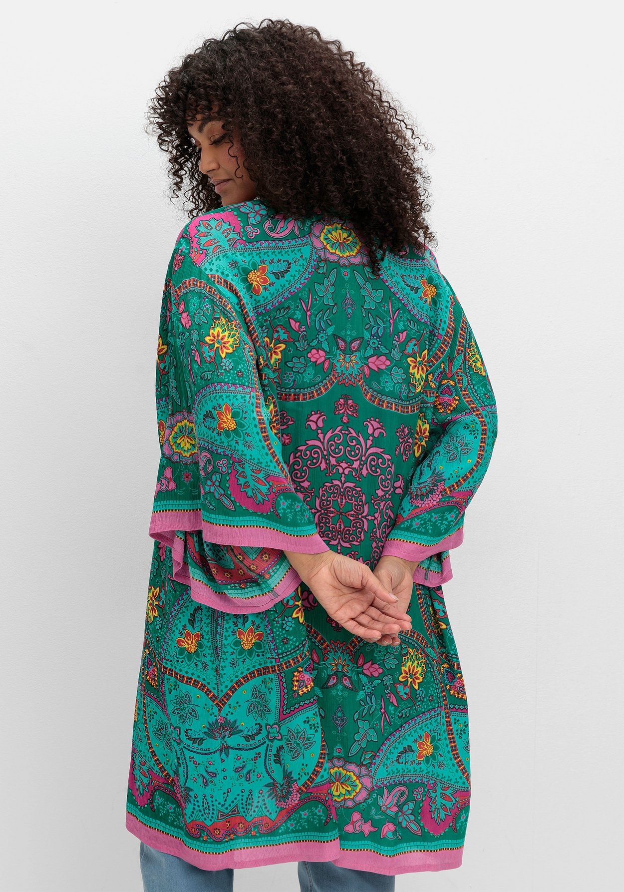 Sheego Longbluse »Lange Blusenjacke mit Ornament- und Bordürenprint«