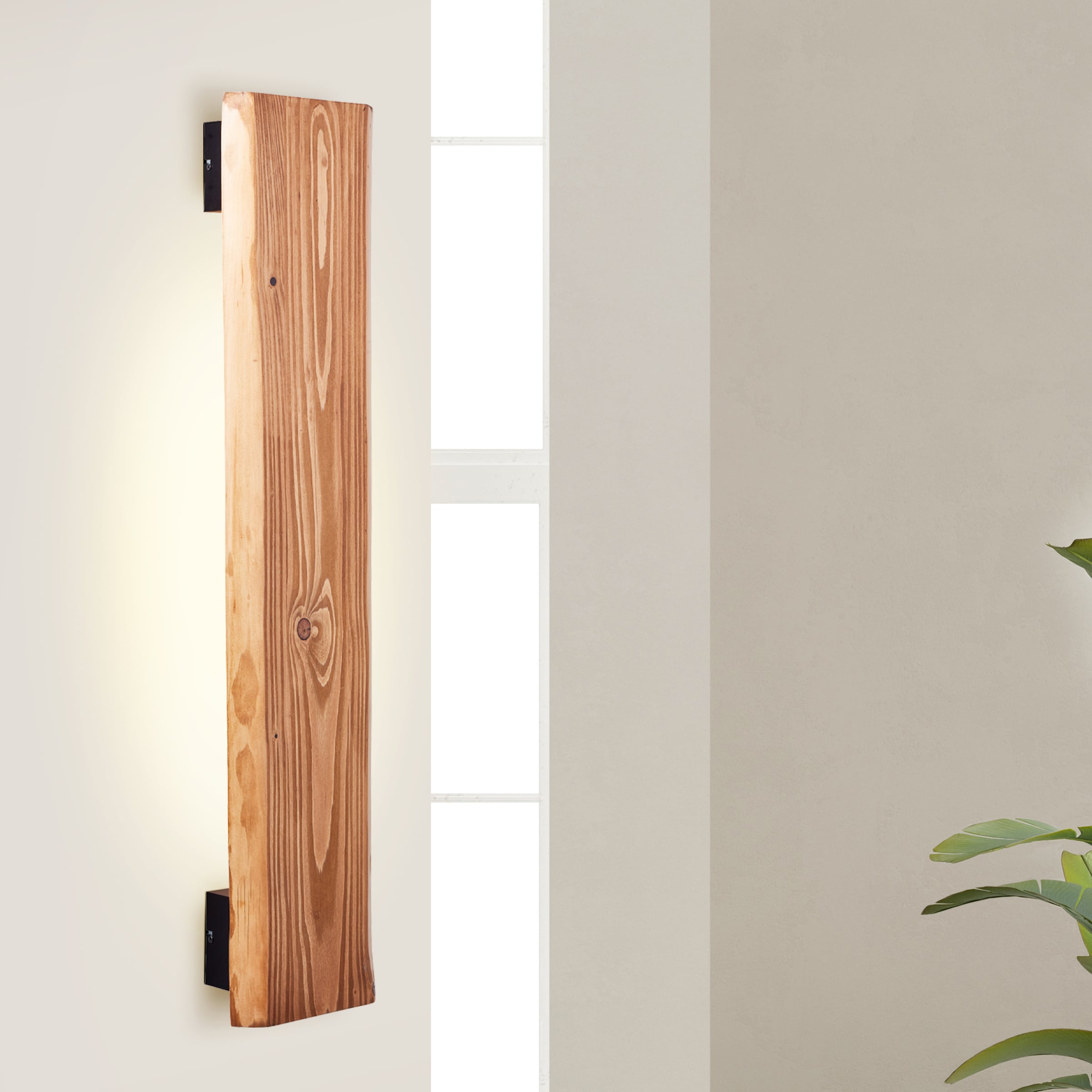 Brilliant LED Wandleuchte »Feingold«, 1 flammig, 100 cm Höhe, Holz/Metall, kiefer gebeizt