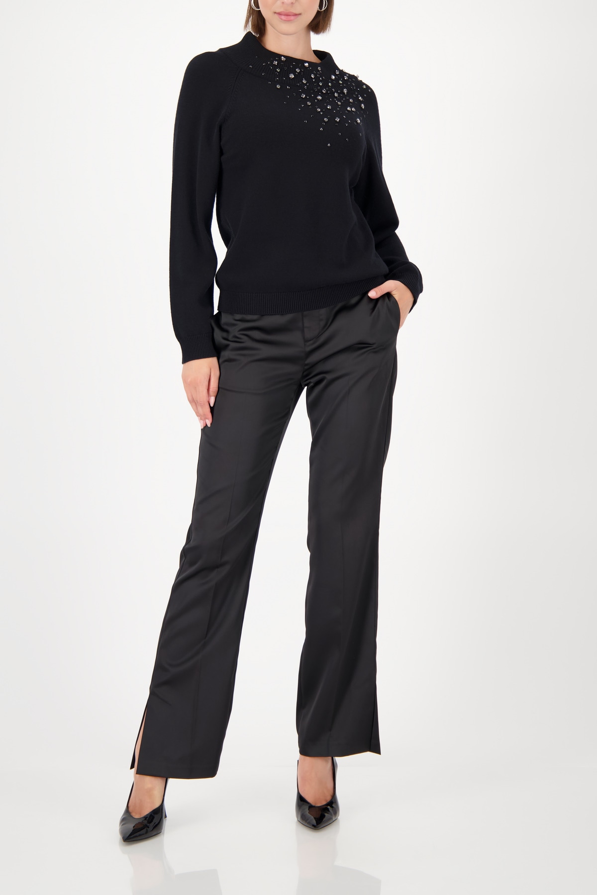 Monari Strickpullover »Pullover Schmucksteine« Regular fit mit Stehkragen