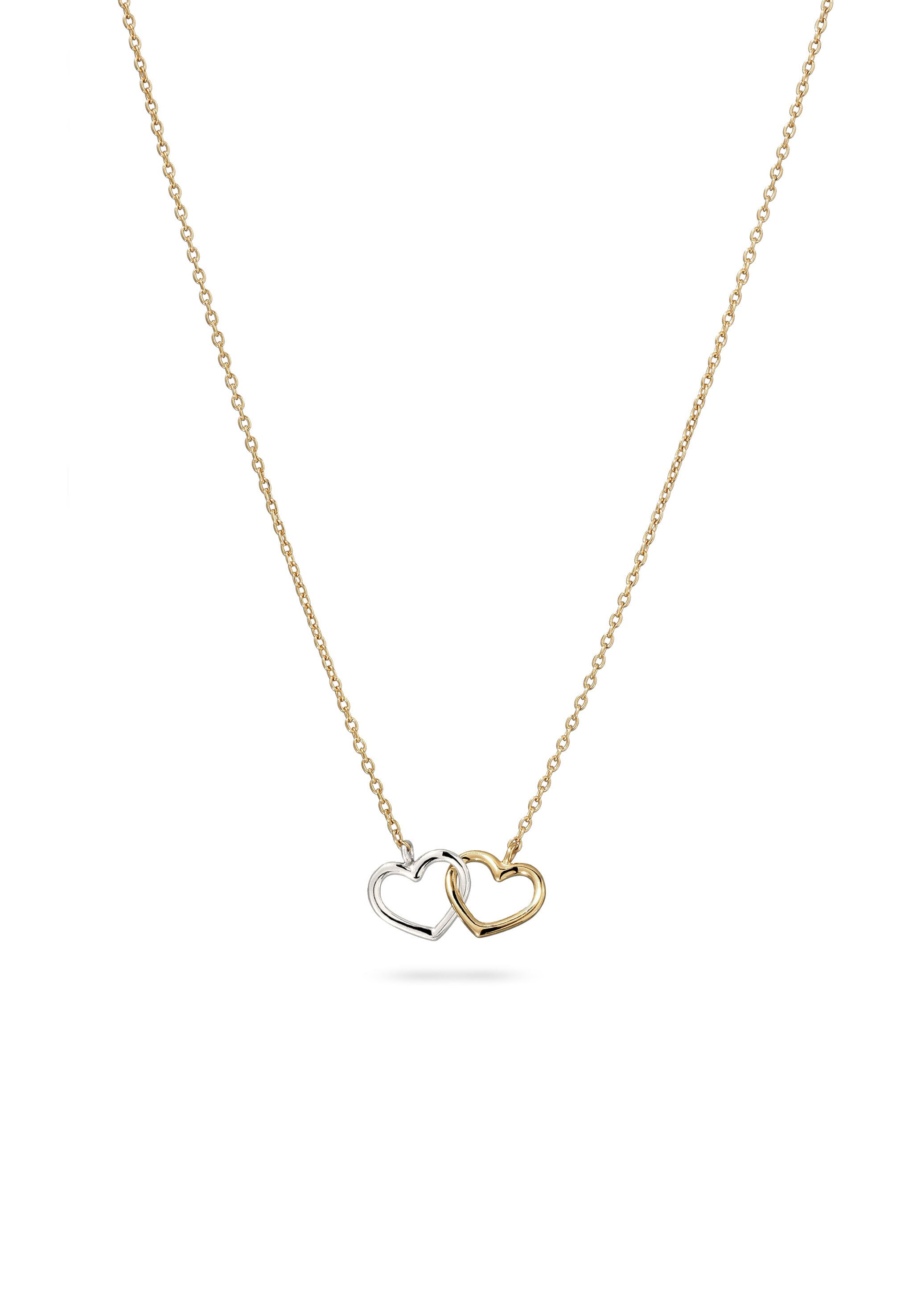 Elli Kette mit Anhänger »Halskette Herz Bicolor 925 Sterling Silber vergoldet«