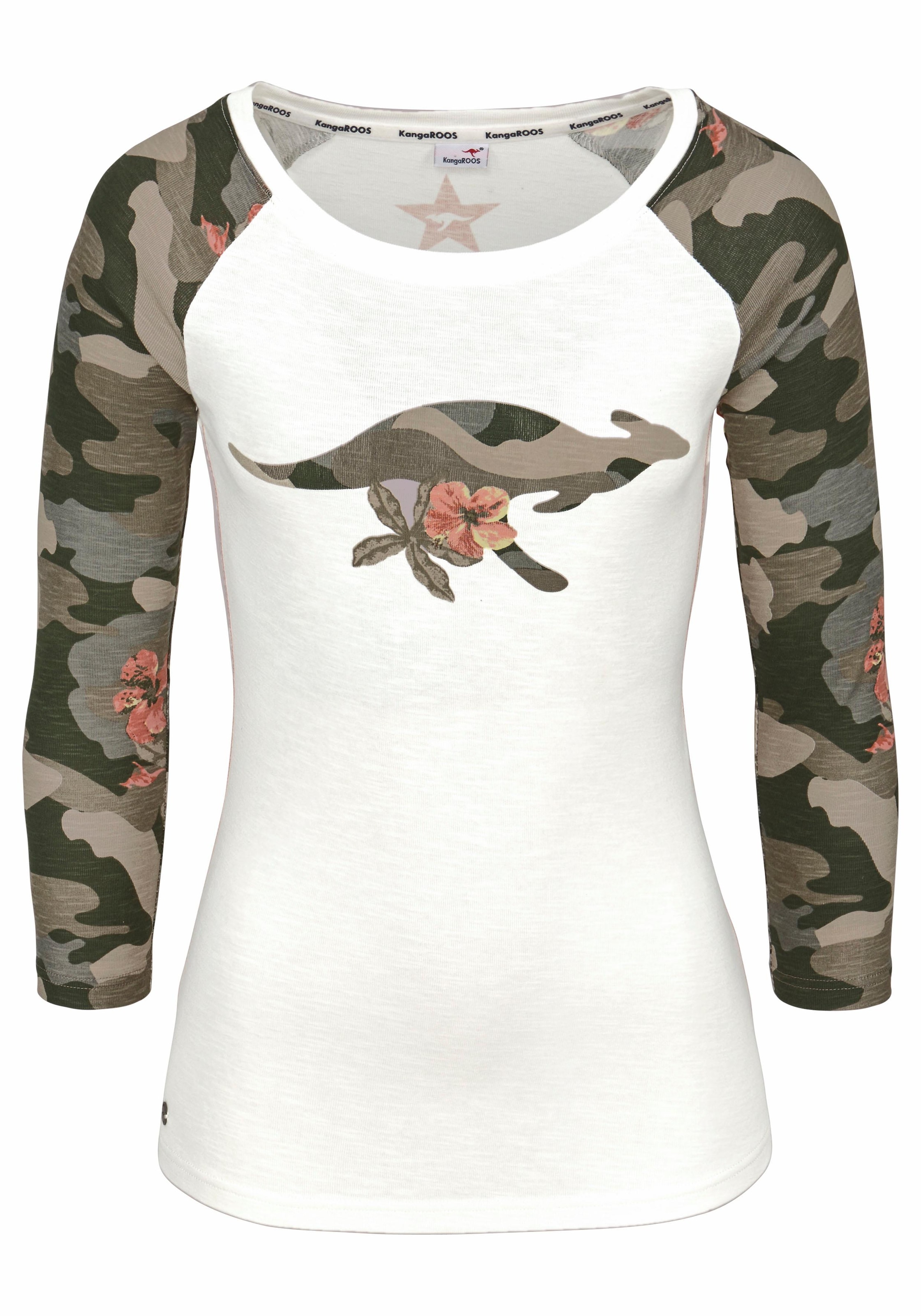 KangaROOS 3/4-Arm-Shirt, 3/4-Arm, figurbetonter Schnitt, aus 100% Baumwolle