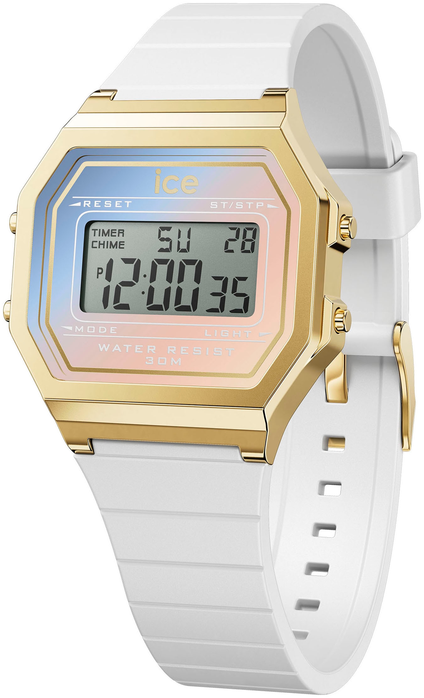 ice-watch Chronograph »ICE digit retro sunset - Small« Quarzuhr, Armbanduhr, Damenuhr, digital, Silikonarmband, Stoppfunktion