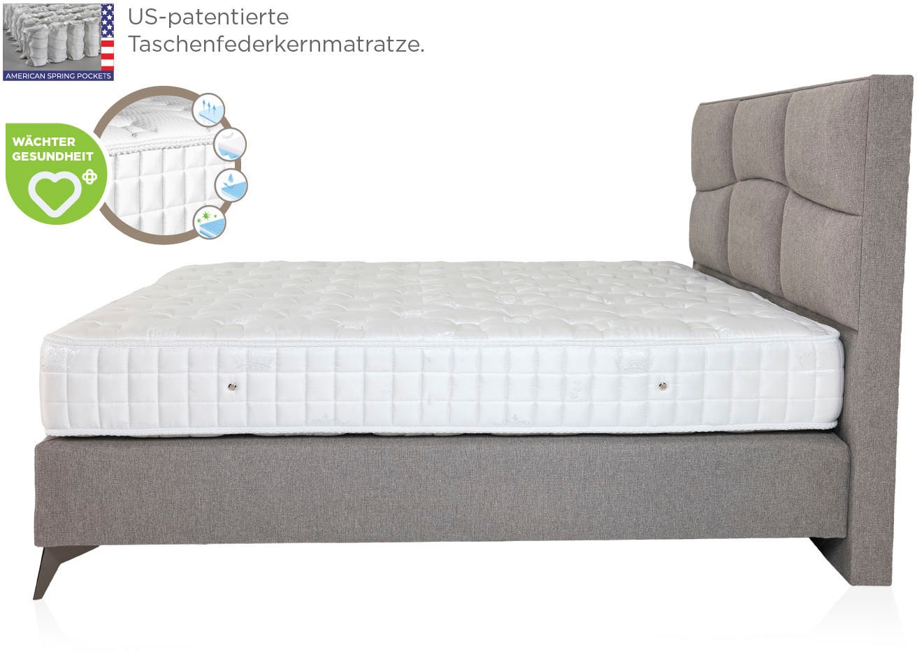 Home affaire Boxspringbett »Violette erhältlich in den Breite 160, 180 & 200cm« inkl. Topper und extra dicker Taschen-Federkernmatratze