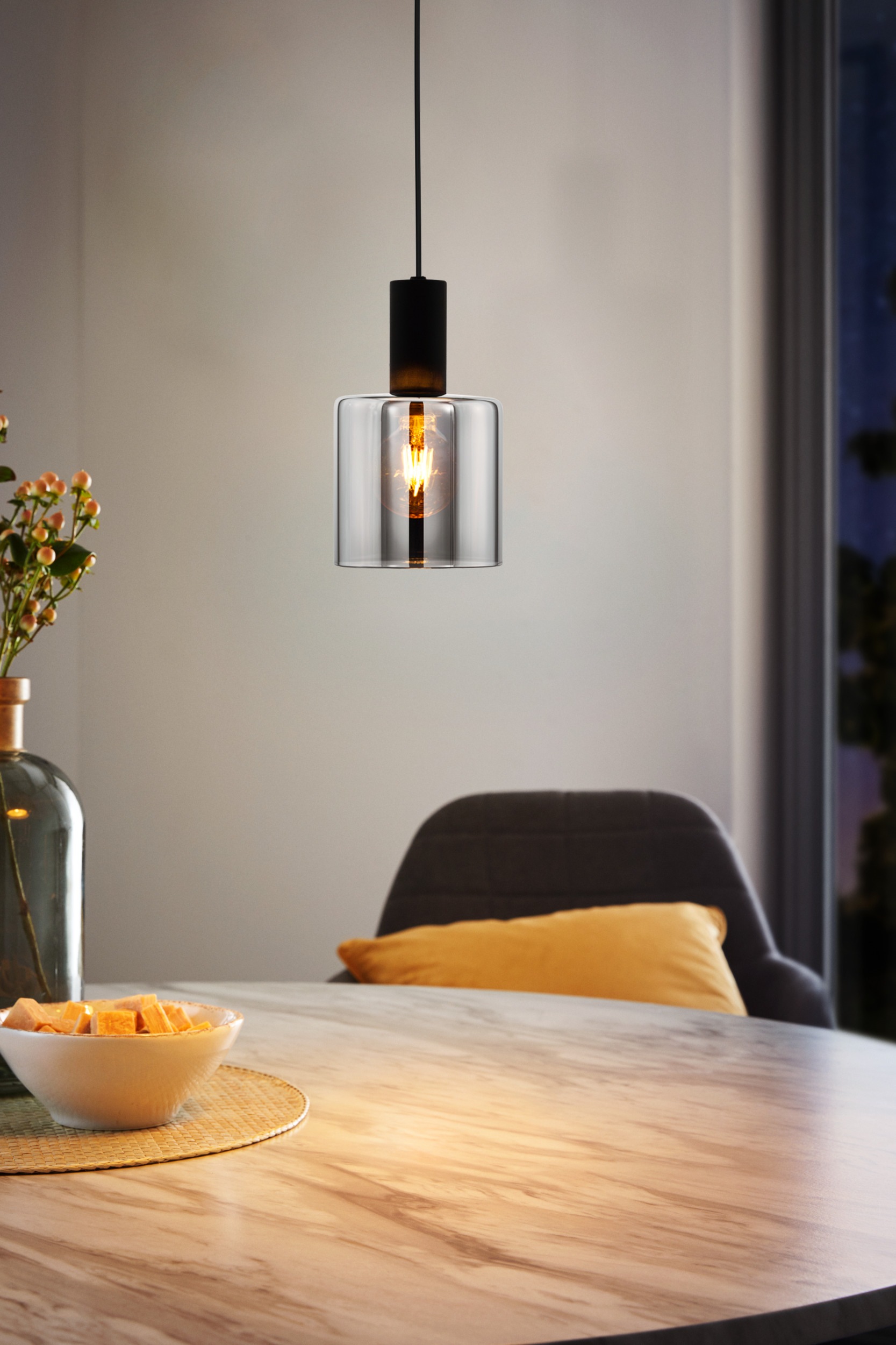 EGLO Hängeleuchte »GOROSIBA Pendellampe - Stahl - E27 - 1X40W - IP20« E27 1 Stk. Hängelampe, Deckenlampe, Wohnzimmer, Esszimmer, H110 x Ø15 cm