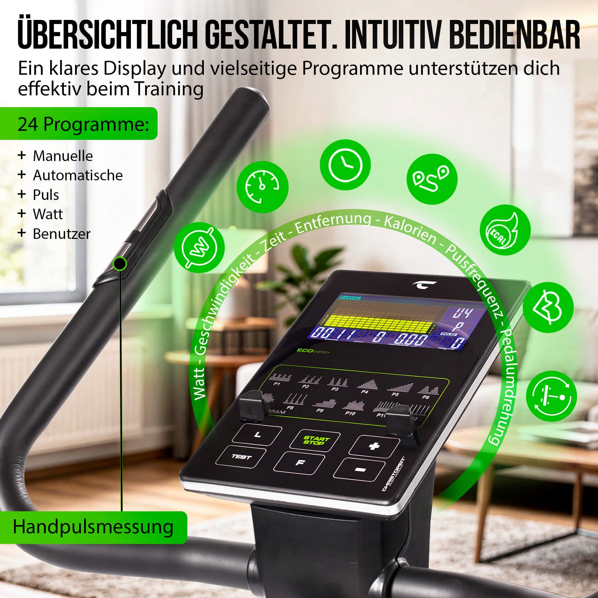 Christopeit Sport® Ergometer »Eco 1000« 150 kg max. Benutzergewicht, Fahrrad, 24 Widerstandsstufen